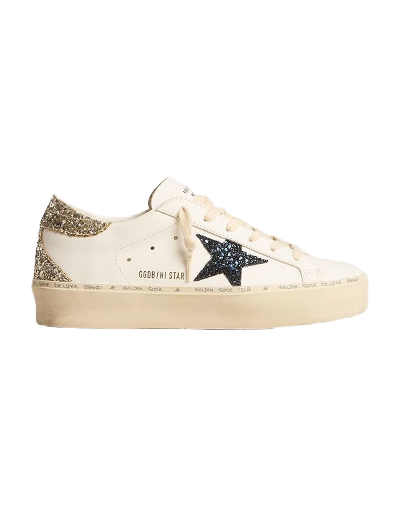 Women | Hi Star with Glitter Star & Glitter Heel Tab | White x Platinum x Blue (V2) - Image 2