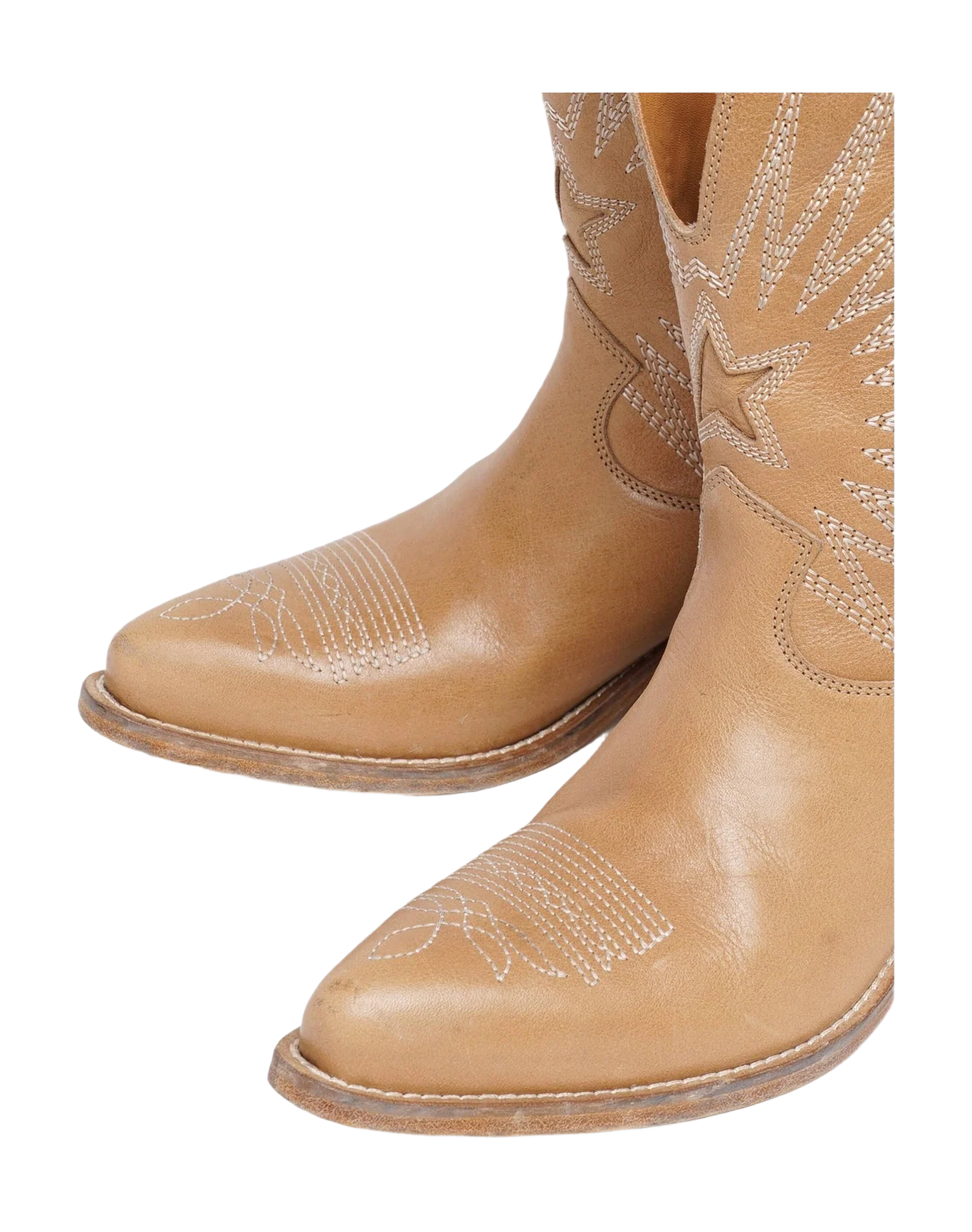 Women | Low Boots Tobacco Colored Leather with Inlay Star | Tan (V2) - Image 6