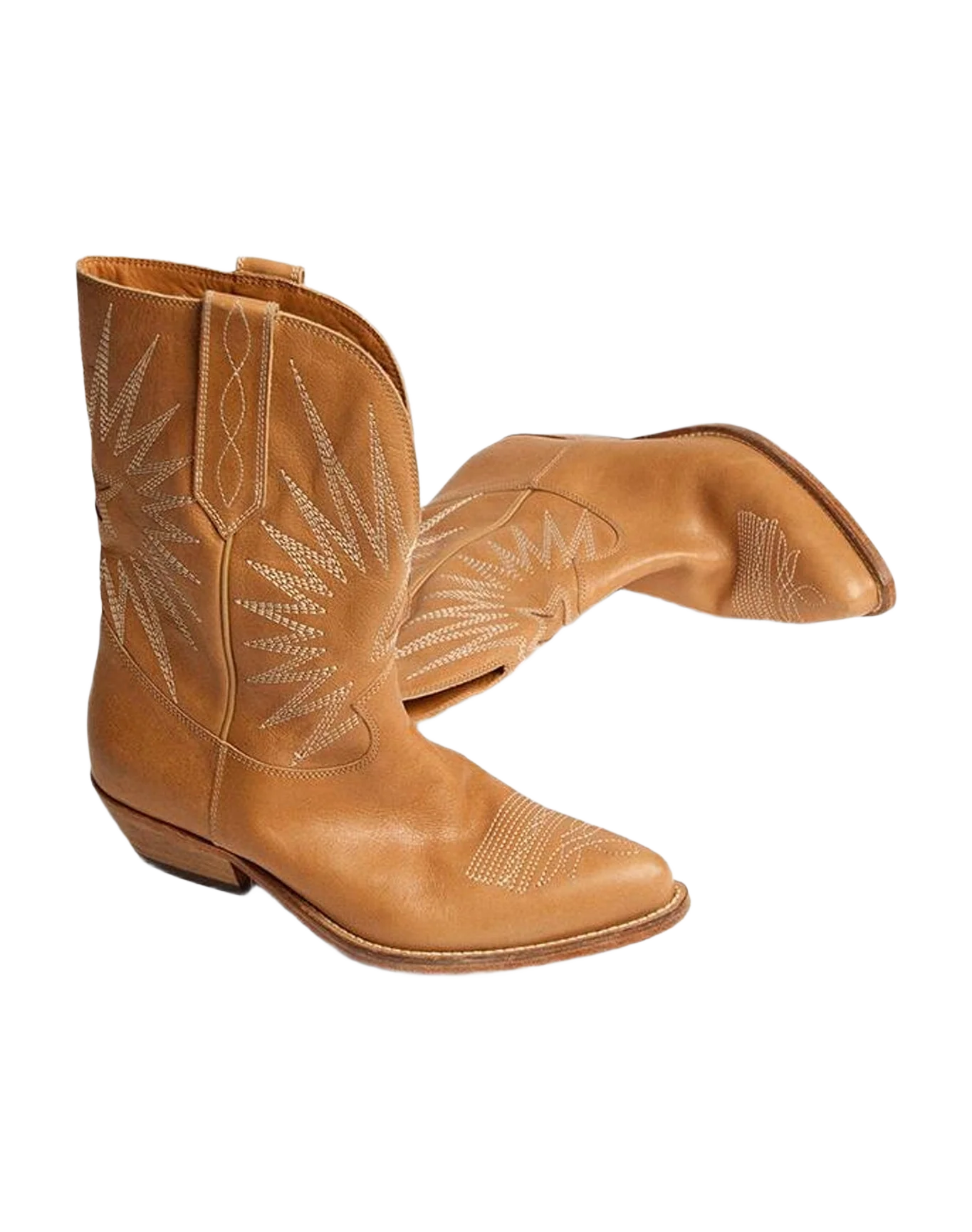 Women | Low Boots Tobacco Colored Leather with Inlay Star | Tan (V2) - Image 8