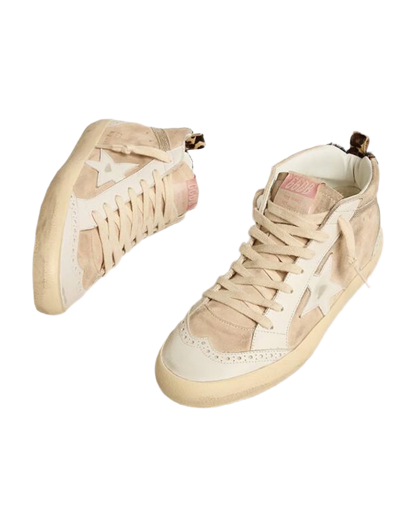 Women | Mid Star Cream with White Star & Leopard Heel Tab | Beige x Milk x Gold x Black Brown Leo (V2) - Image 2