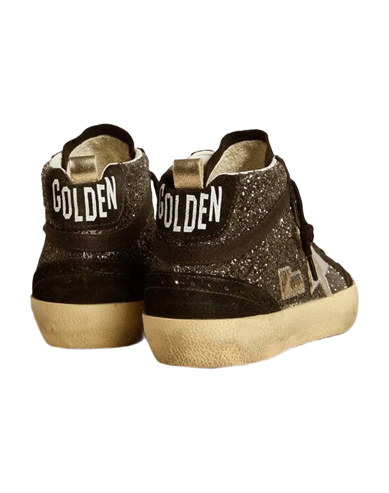 Women | Mid Star Glitter & Suede with Star | Black x Silver (V1) - Image 3