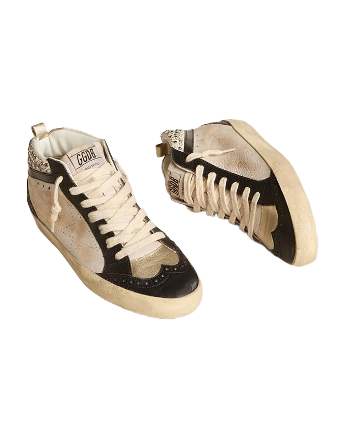 Women | Mid Star Ltd & Leather with Pearls & Perforated Star | White x Black x Platinum (V2) - Image 6