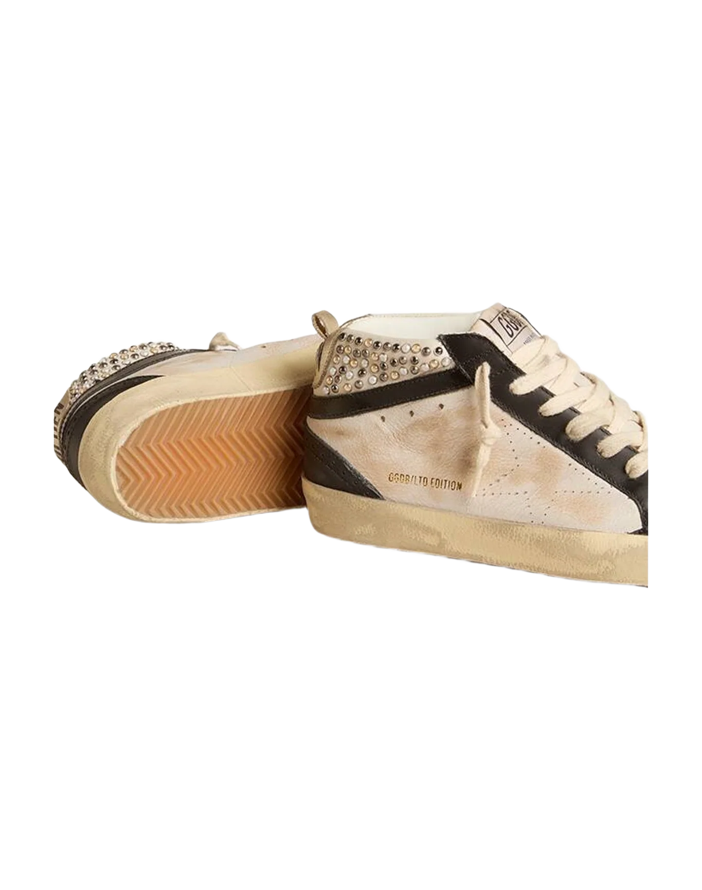 Women | Mid Star Ltd & Leather with Pearls & Perforated Star | White x Black x Platinum (V2) - Image 8