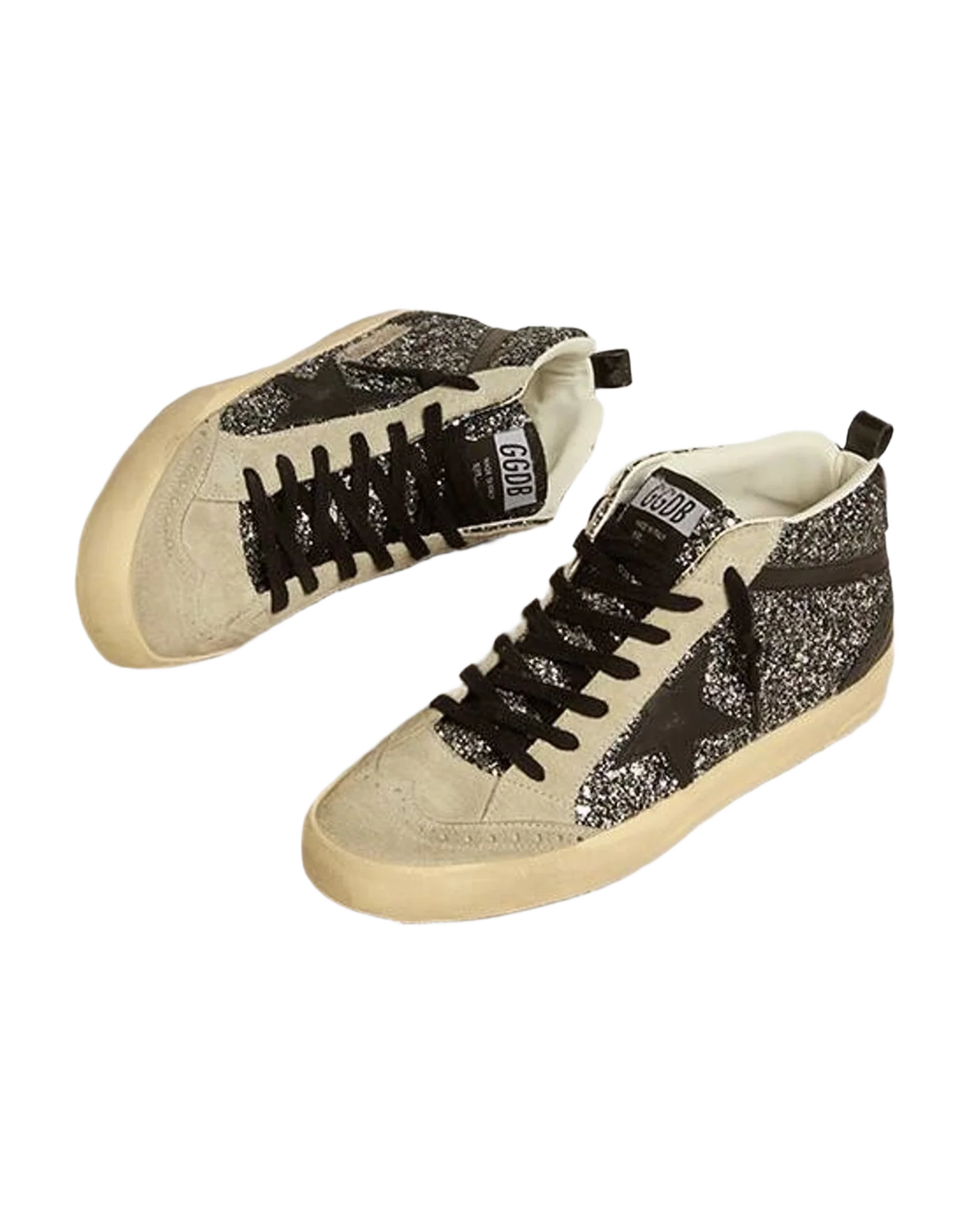 Women | Mid Star Ltd Glitter with Leather Star & Flash | Black x Ice (V2)