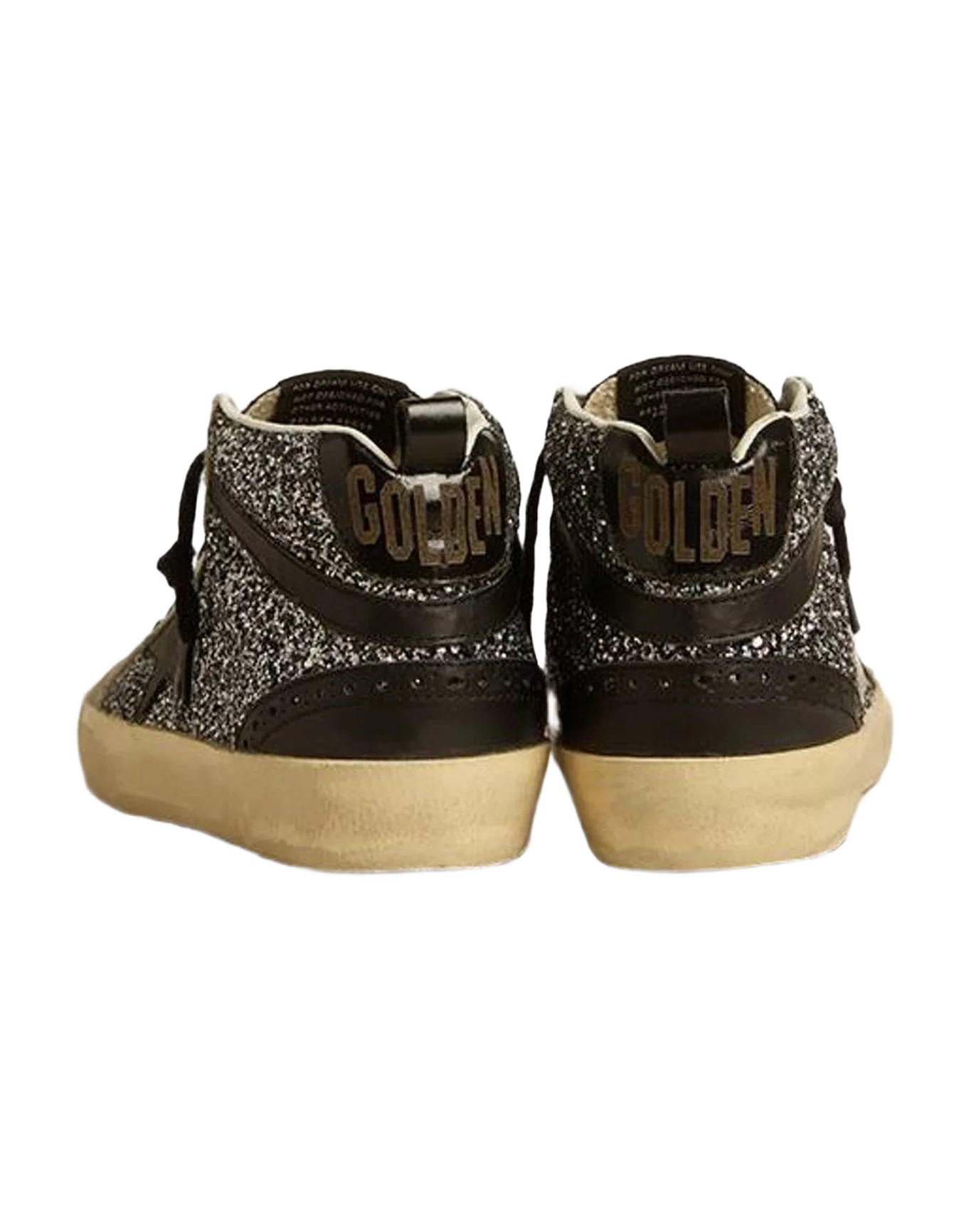 Women | Mid Star Ltd Glitter with Leather Star & Flash | Black x Ice (V2) - Image 6