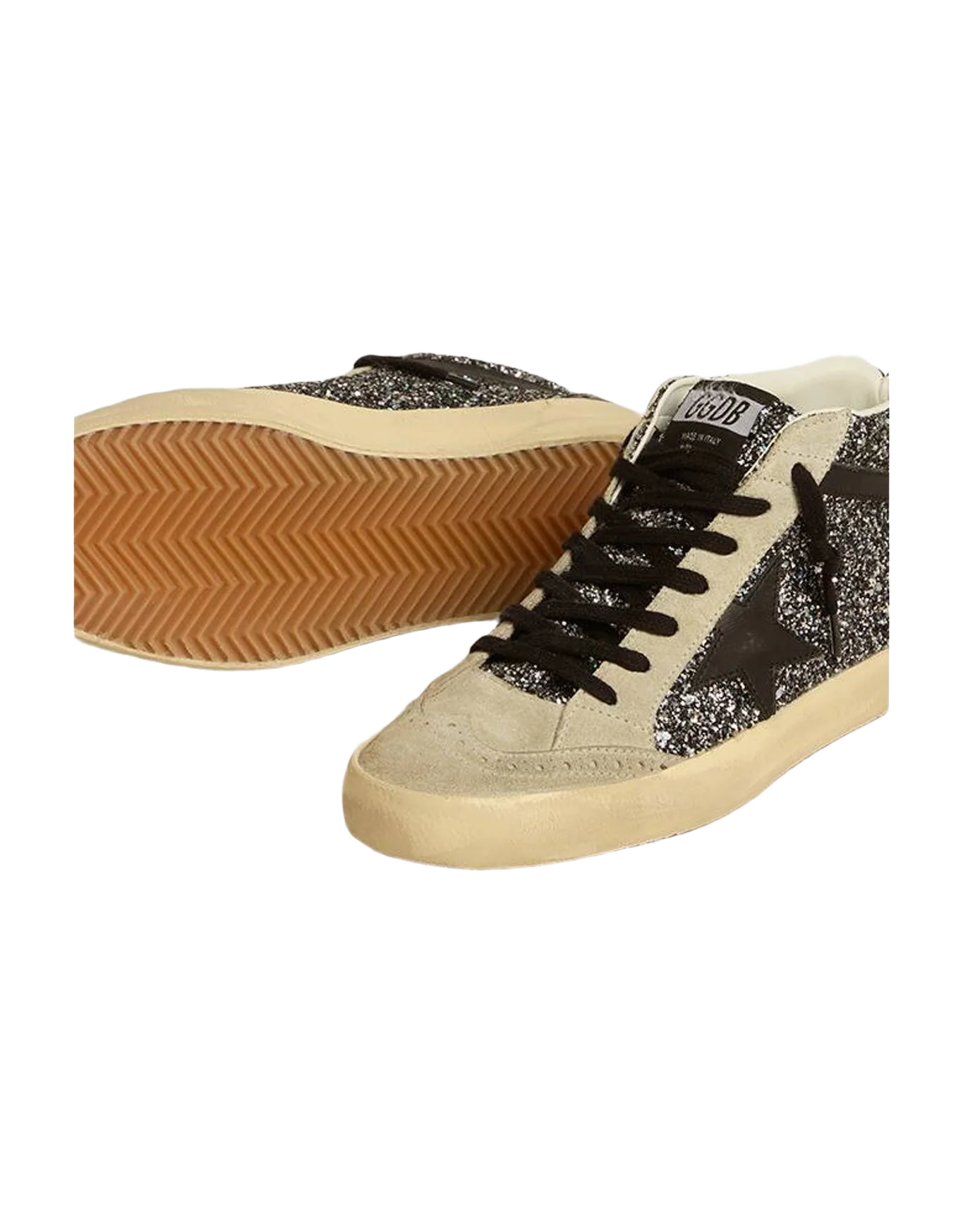 Women | Mid Star Ltd Glitter with Leather Star & Flash | Black x Ice (V2) - Image 7