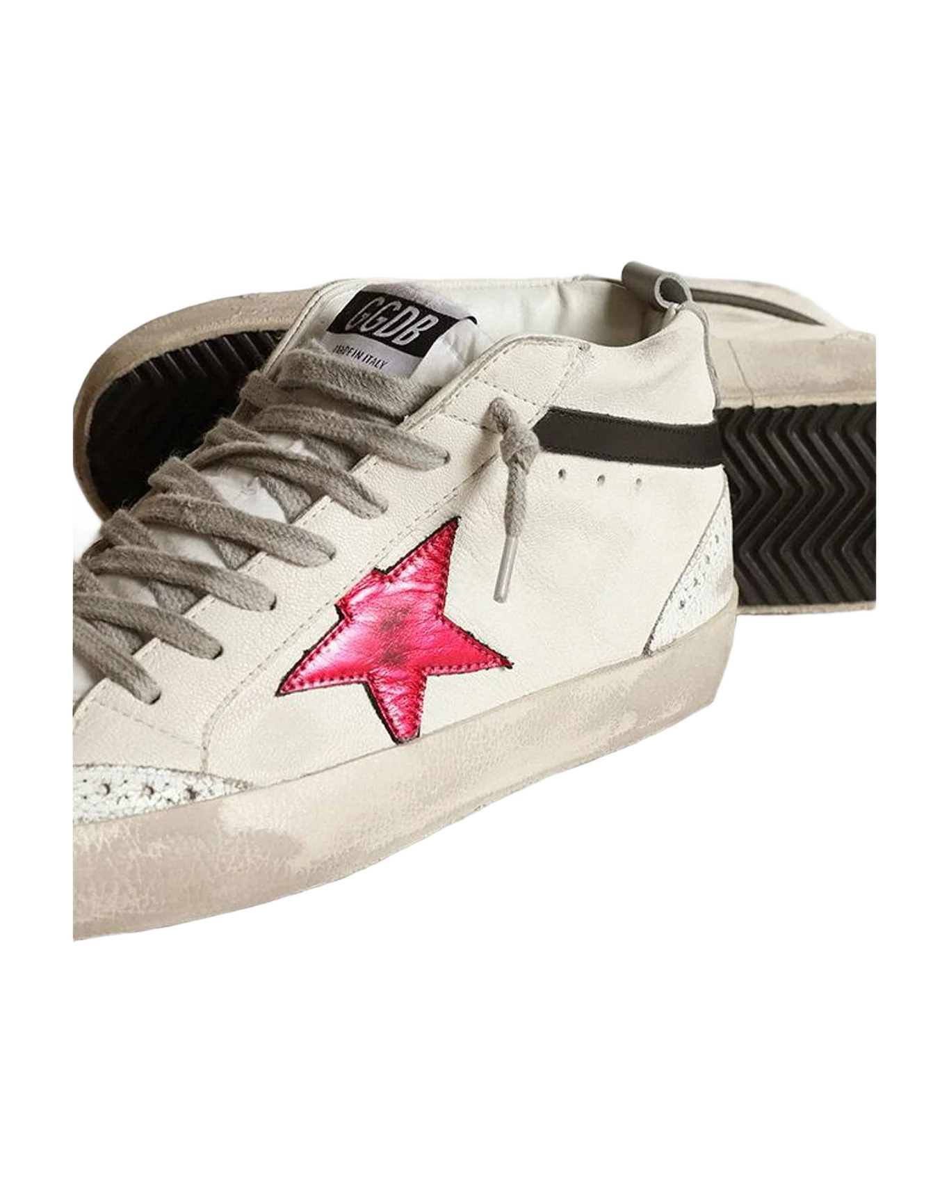 Women | Mid Star with A Pink Laminated Leather Star & Flash | White x Winw x Black x Light Grey (V1)