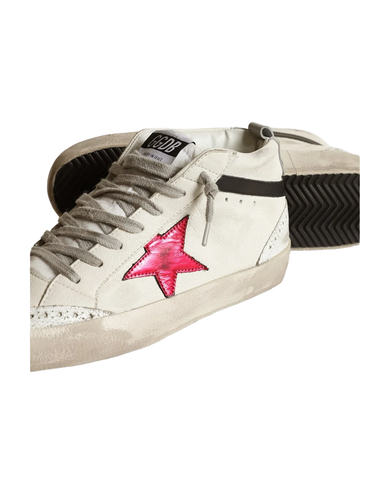 Women | Mid Star with A Pink Laminated Leather Star & Flash | White x Winw x Black x Light Grey (V1) - Image 2