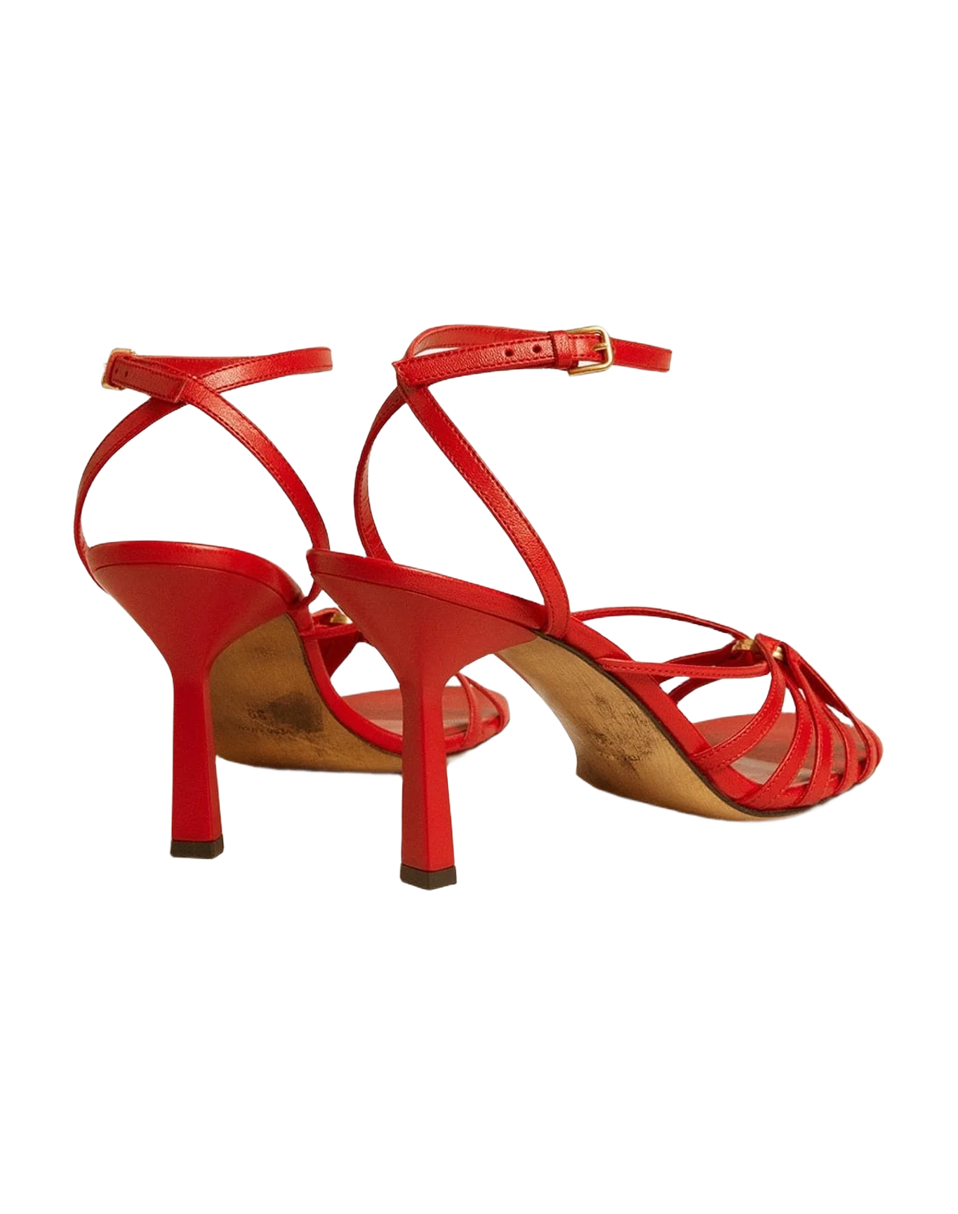 Women | Nico High Heel Sandals Nappa Leather with Gold Chain | Lipstick Red (V2) - Image 11