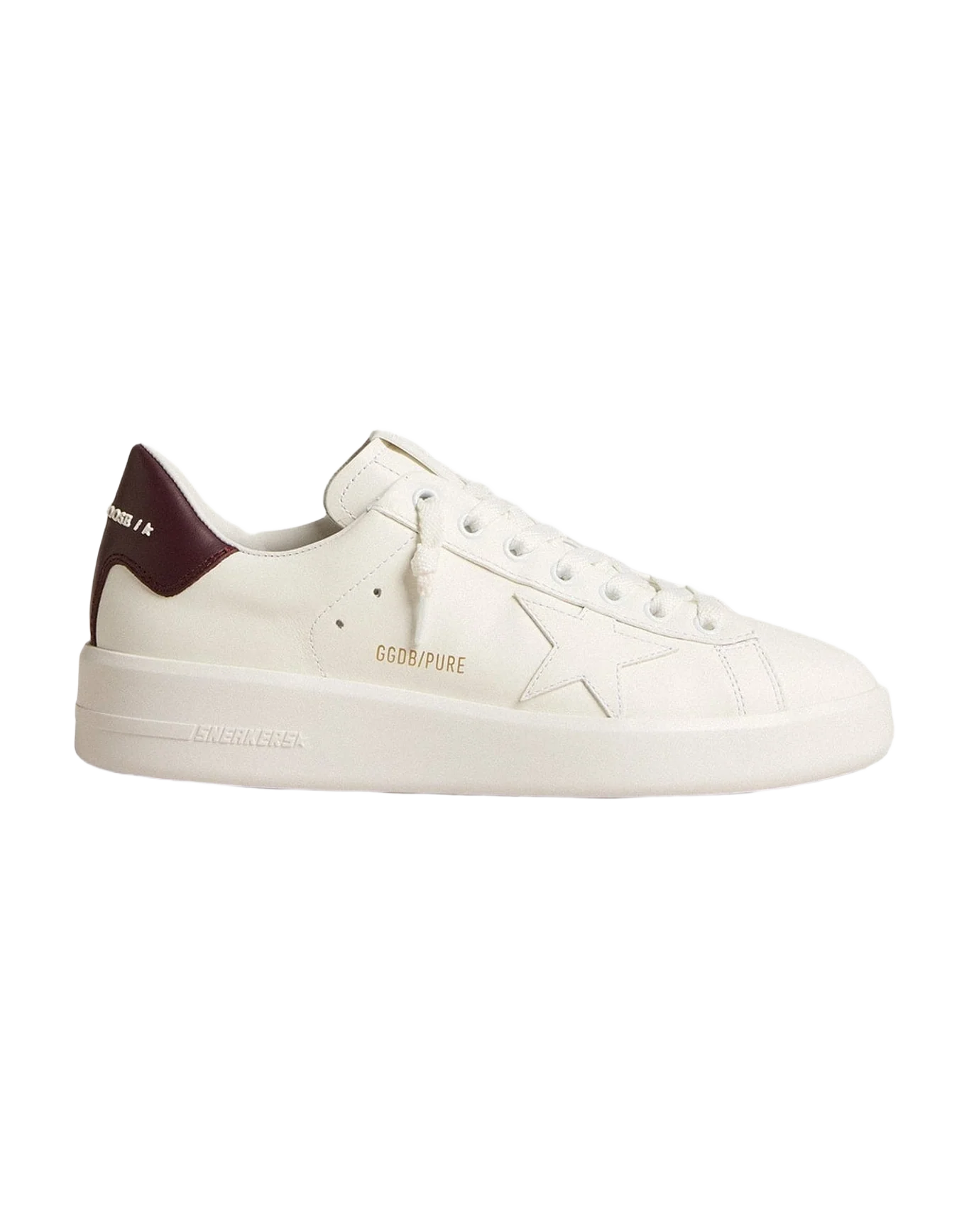 Women | Purestar with Leather Star & Plum Leather Heel Tab | White x Prune (V1) - Image 4