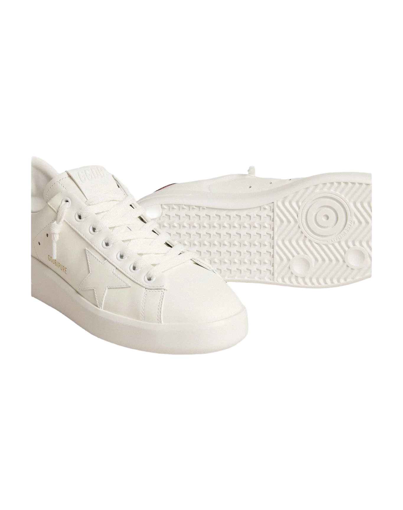 Women | Purestar with Leather Star & Plum Leather Heel Tab | White x Prune (V1) - Image 7