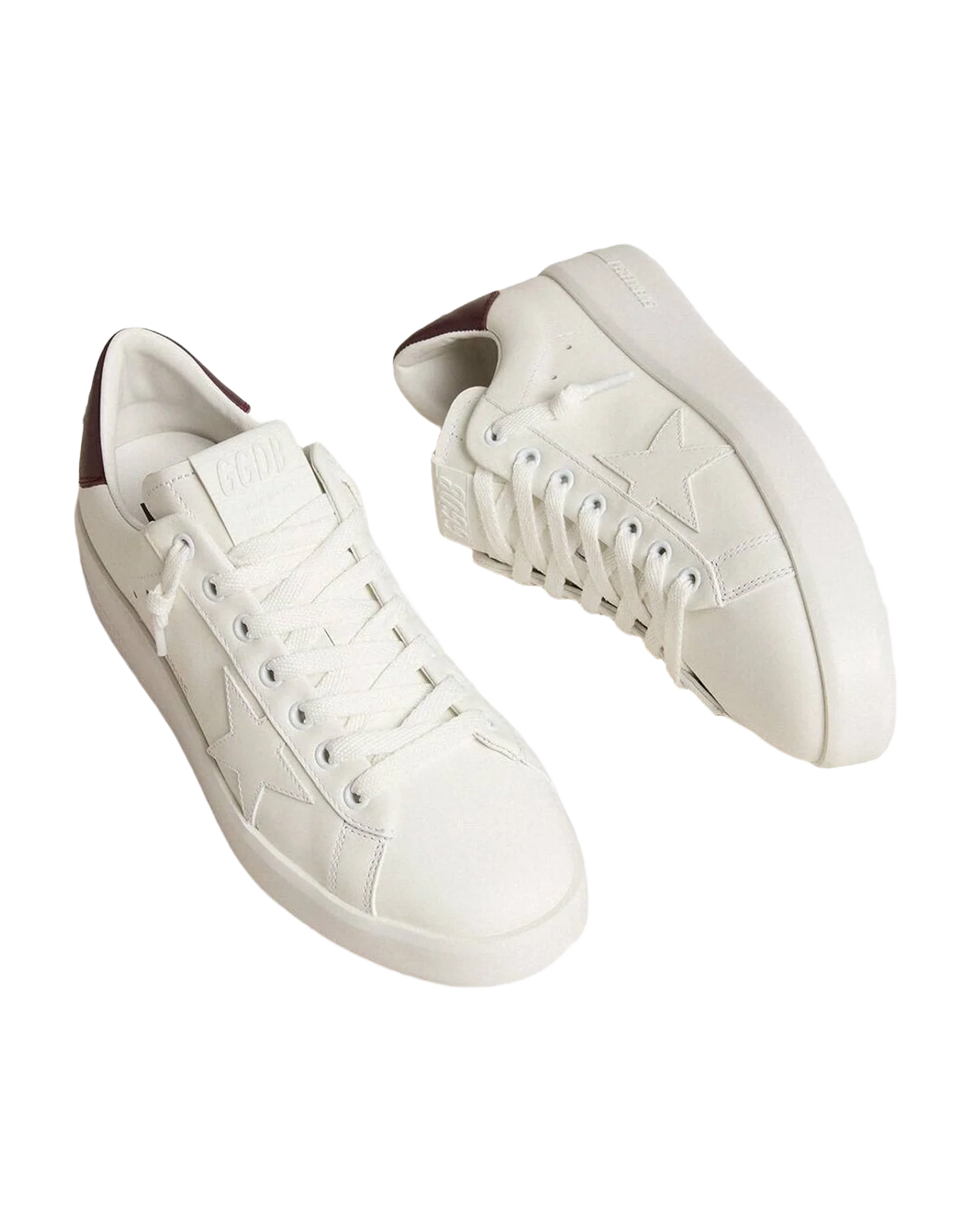 Women | Purestar with Leather Star & Plum Leather Heel Tab | White x Prune (V2)