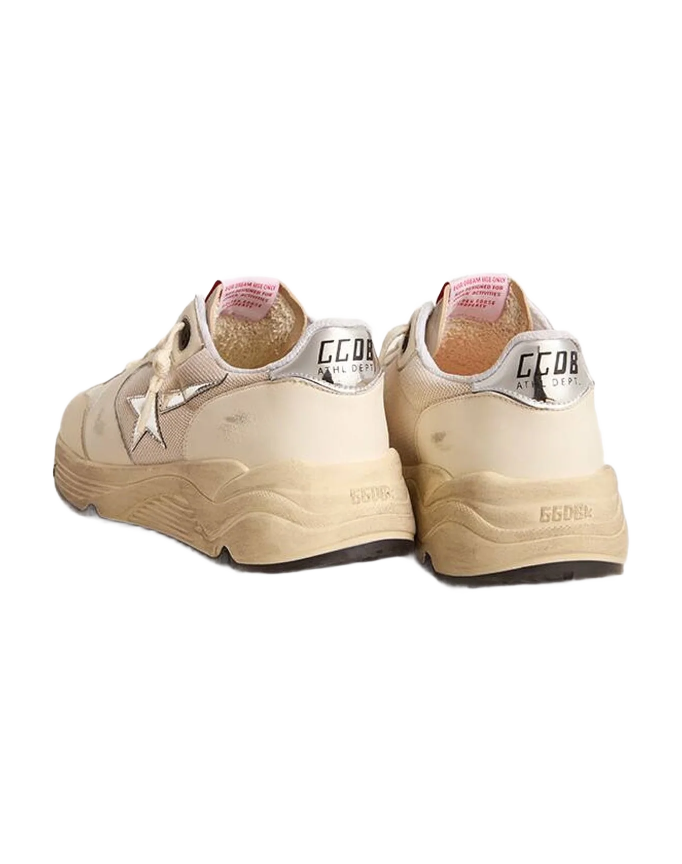 Women | Running Sole Ltd Mesh & Nappa with Metallic Leather Star & Heel Tab | Optic White x Cream x Sand x Silver (V2) - Image 2