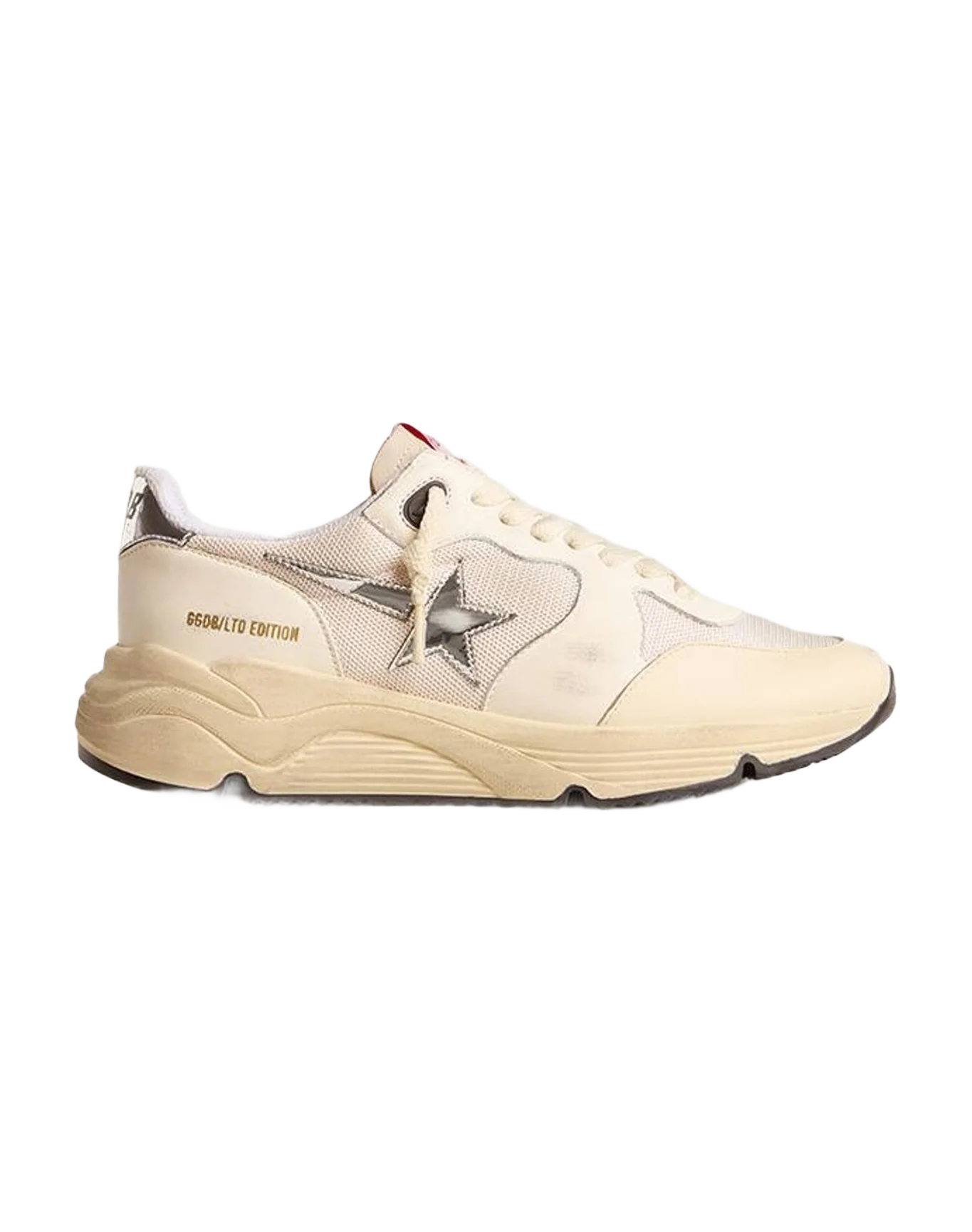 Women | Running Sole Ltd Mesh & Nappa with Metallic Leather Star & Heel Tab | Optic White x Cream x Sand x Silver (V2) - Image 4