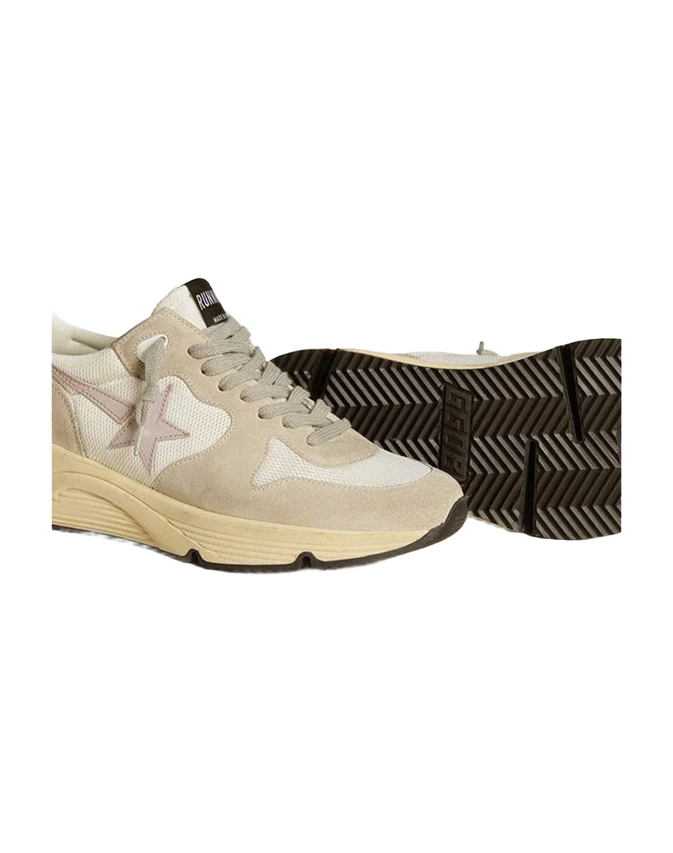 Women | Running Sole Ltd Mesh with Leather Star & Glitter Heel Tab | White x Light Grey x Lilac x Silver (V2) - Image 7