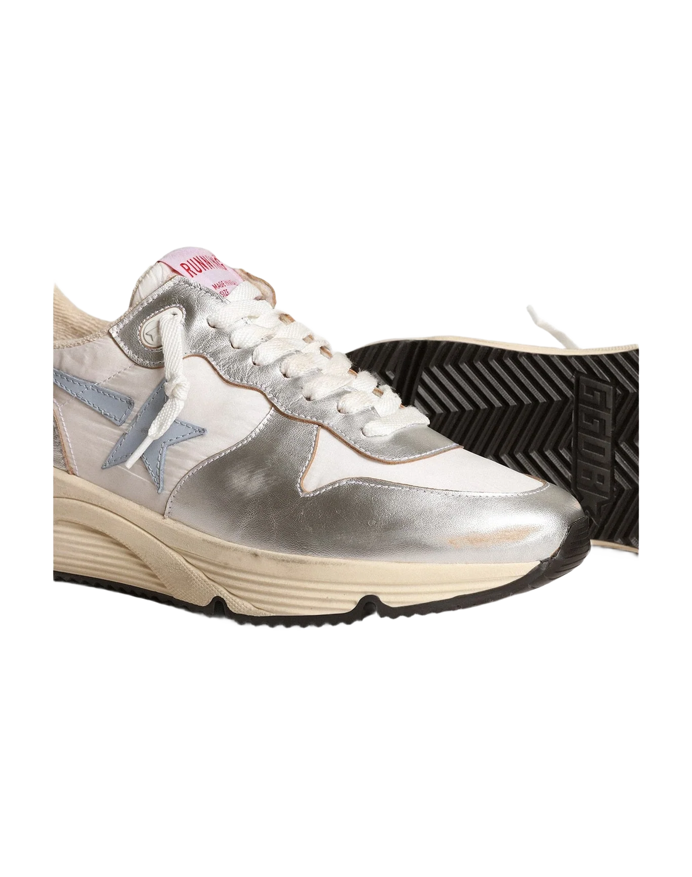 Women | Running Sole Nylon & Metallic Leather with Light Star | Silver x White x Blue Fog x Black (V1) - Image 7