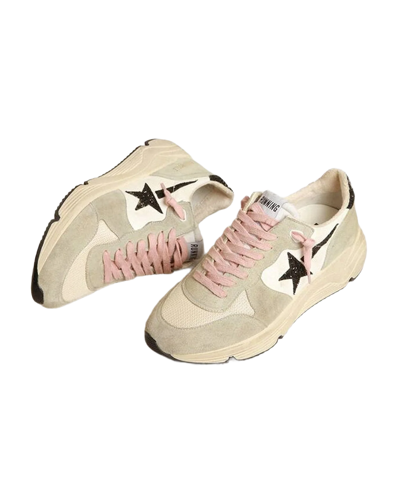 Women | Running Sole with Gray Suede Inserts & Glitter Star | Ice x Cream x Black (V2) - Image 3