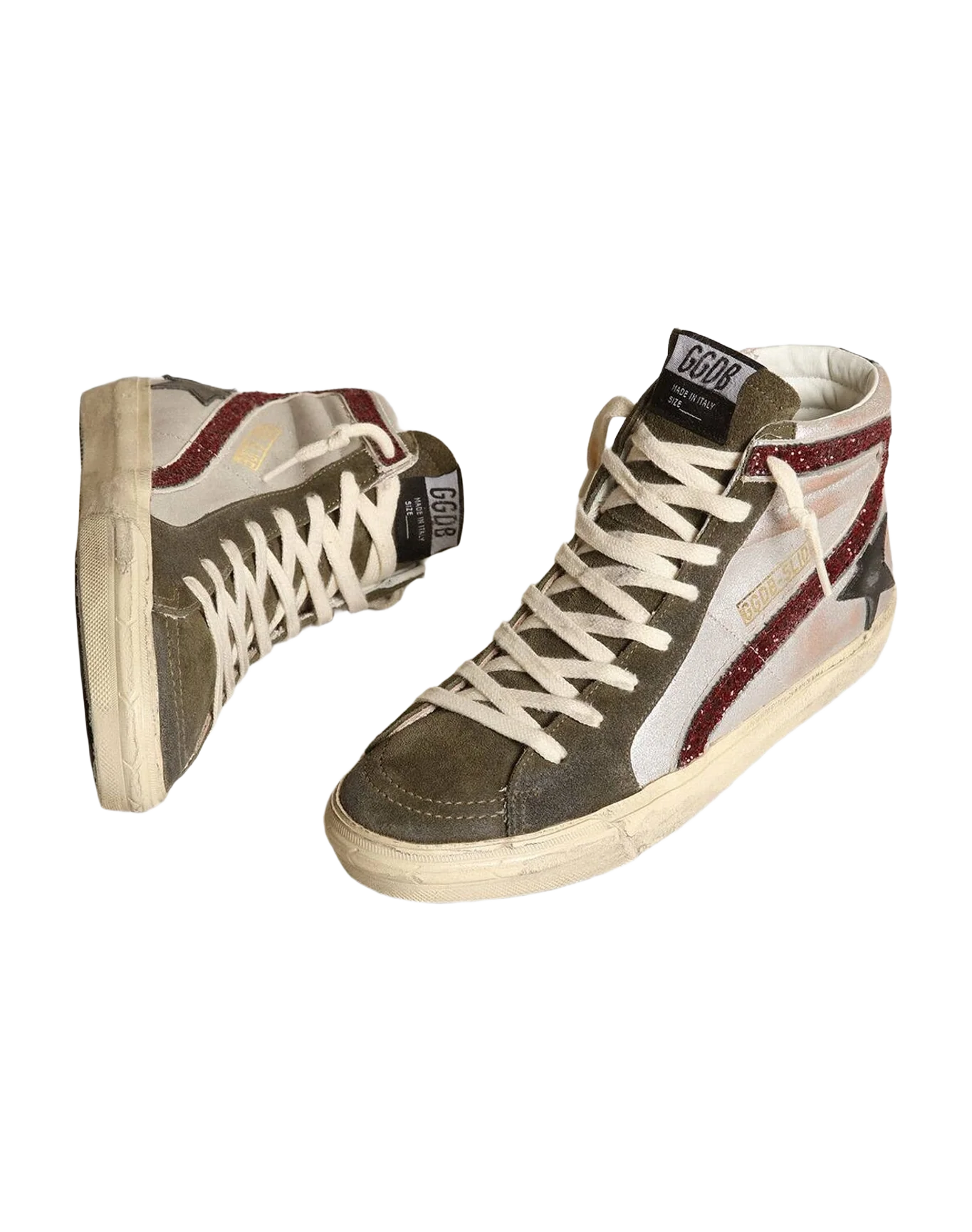 Women | Silver Slide with A Leather Star & Glitter Flash | Nude x Olive Night x Black x Bordeaux (V1) - Image 2