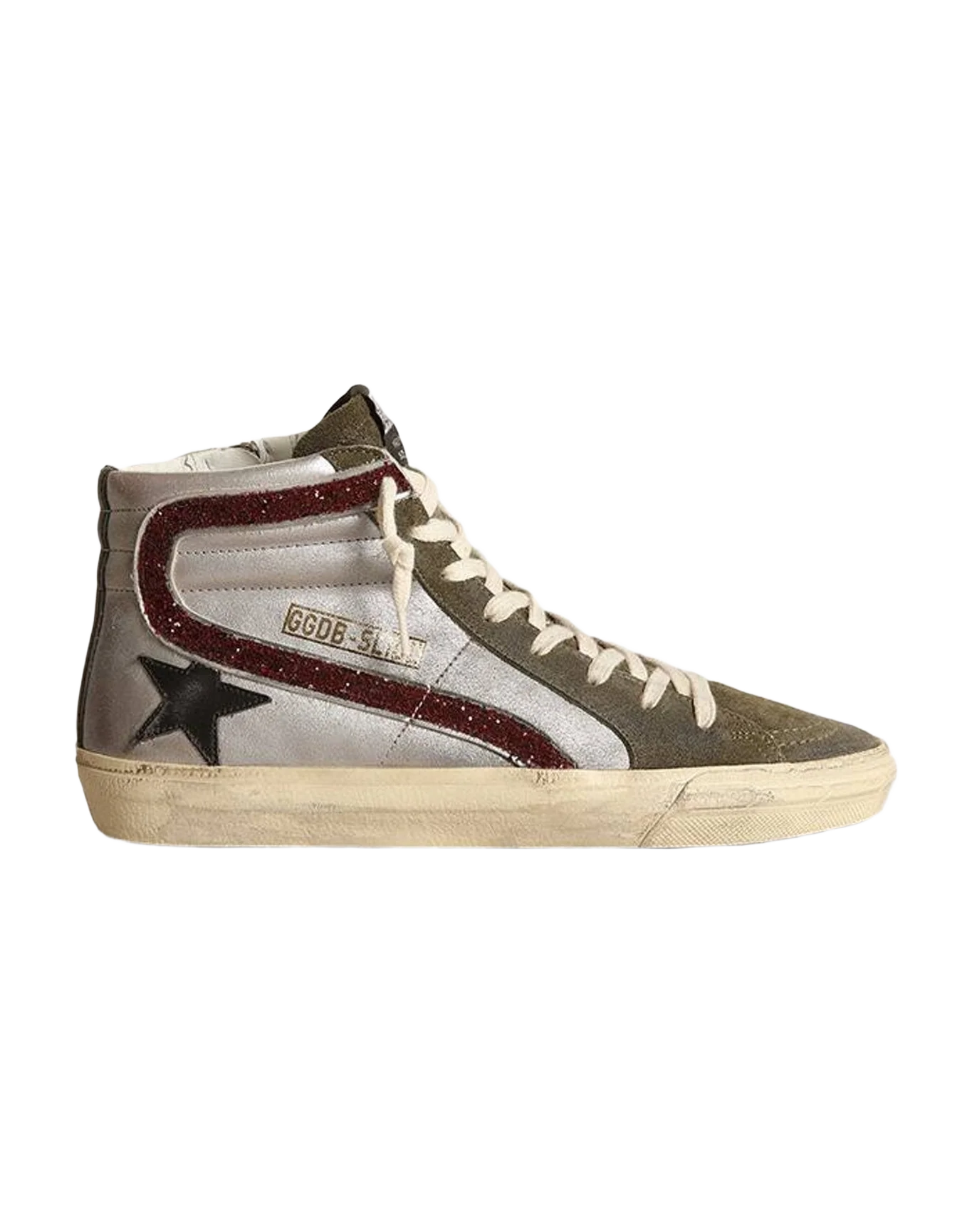 Women | Silver Slide with A Leather Star & Glitter Flash | Nude x Olive Night x Black x Bordeaux (V2) - Image 4