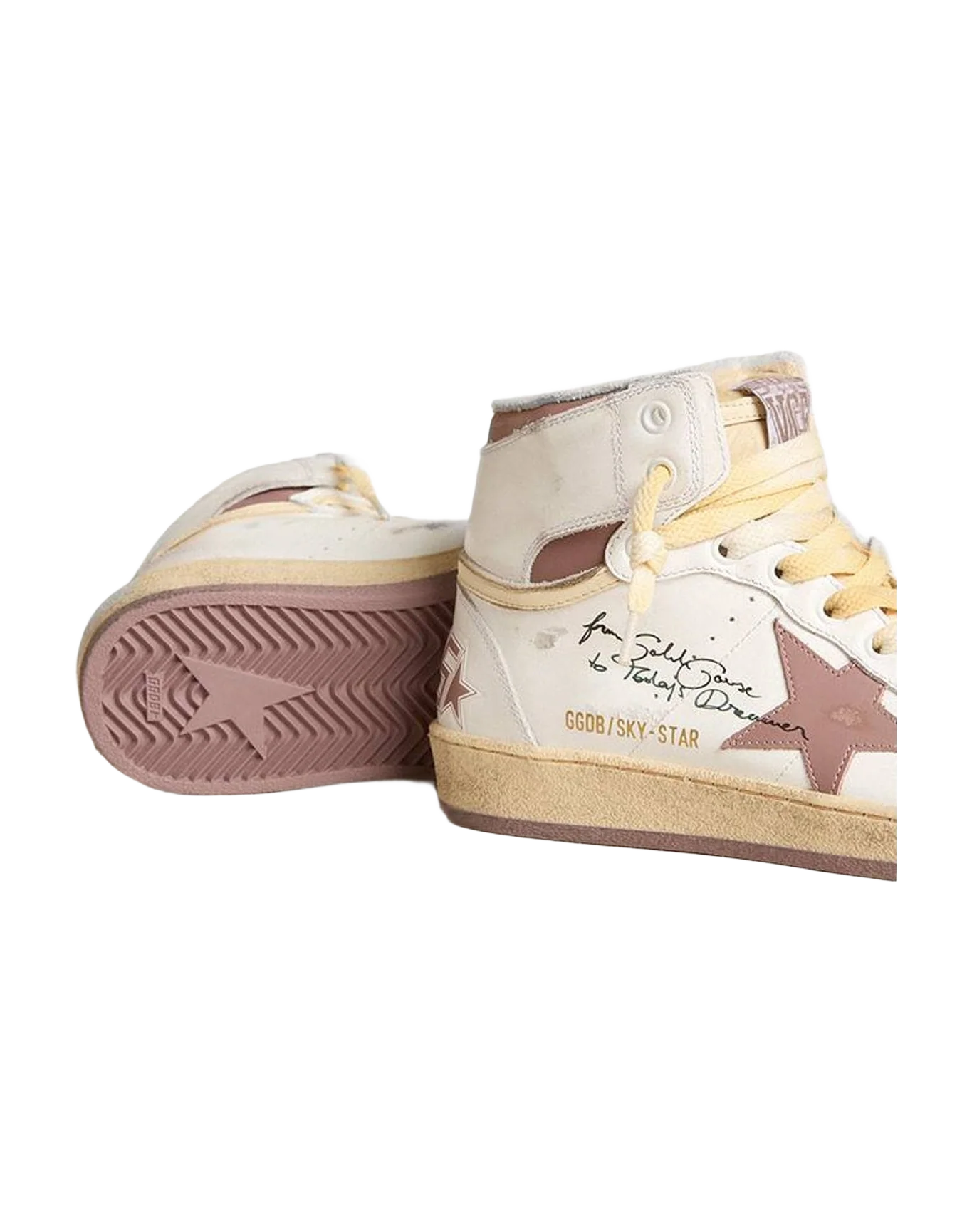 Women | Sky Star Leather with Leather Star | White x Pink x Beige (V2) - Image 8