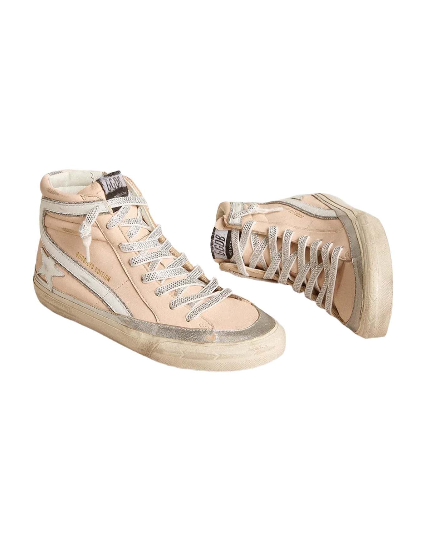 Women | Slide Ltd Nappa Leather with Star & Swarovski Inserts | Pink x White x Silver (V1) - Image 6