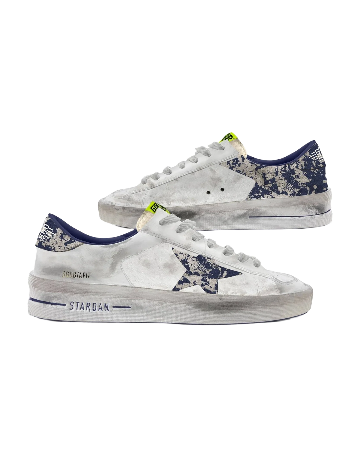 Women | Stardan Lab Leather with A Camouflage Star & Heel Tab | White x Milk x Blue (V1) - Image 2