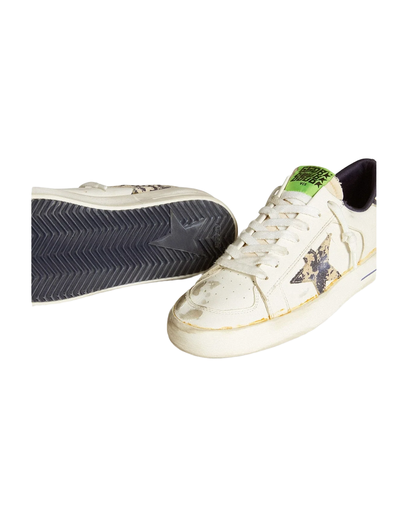 Women | Stardan Lab Leather with A Camouflage Star & Heel Tab | White x Milk x Blue (V1) - Image 3