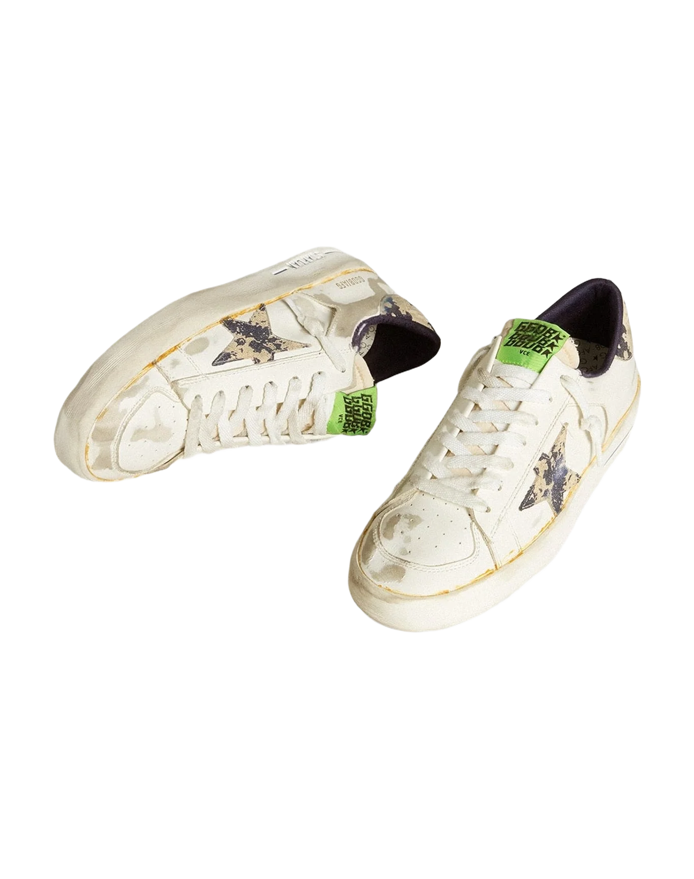 Women | Stardan Lab Leather with A Camouflage Star & Heel Tab | White x Milk x Blue (V1) - Image 4