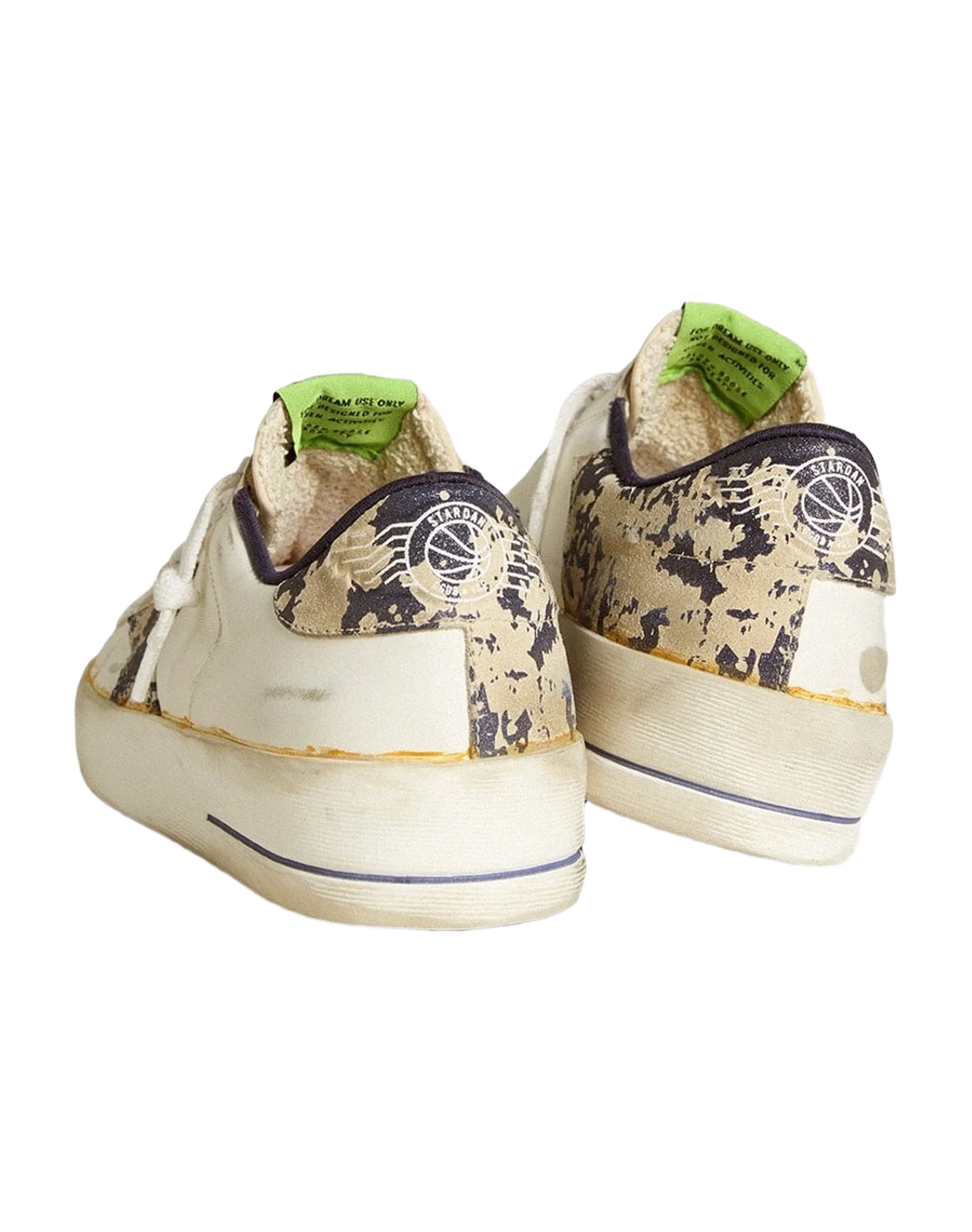 Women | Stardan Lab Leather with A Camouflage Star & Heel Tab | White x Milk x Blue (V2)