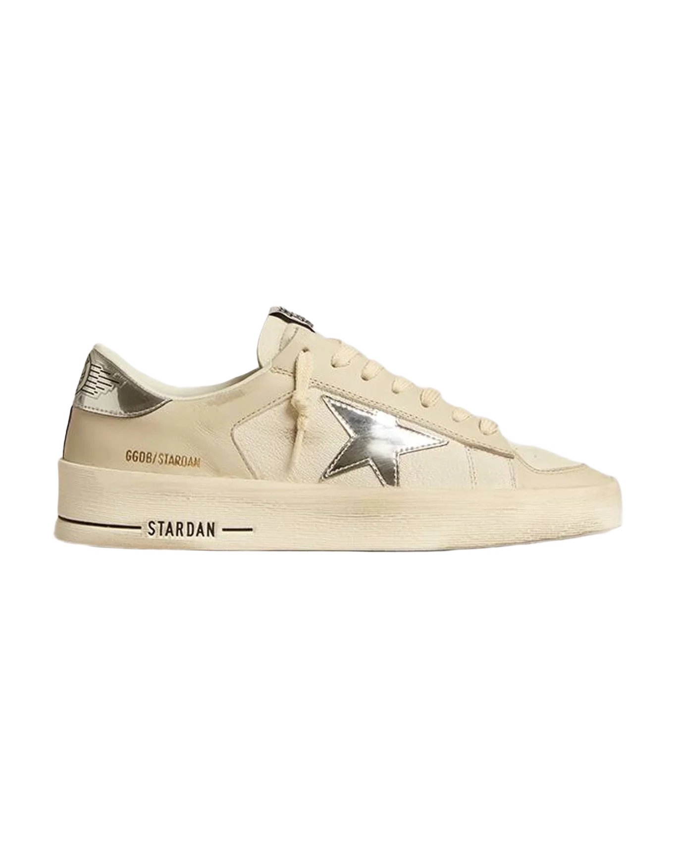 Women | Stardan Nappa with Mirror Effect Star & Heel Tab | White x White Cream x Silver (V1) - Image 4