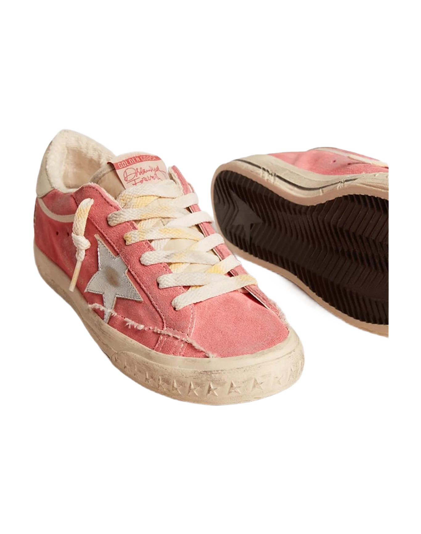 Women | Super-Star Ltd Suede with Star & Leather Heel Tab | Red x Silver x White Beige (V1) - Image 3
