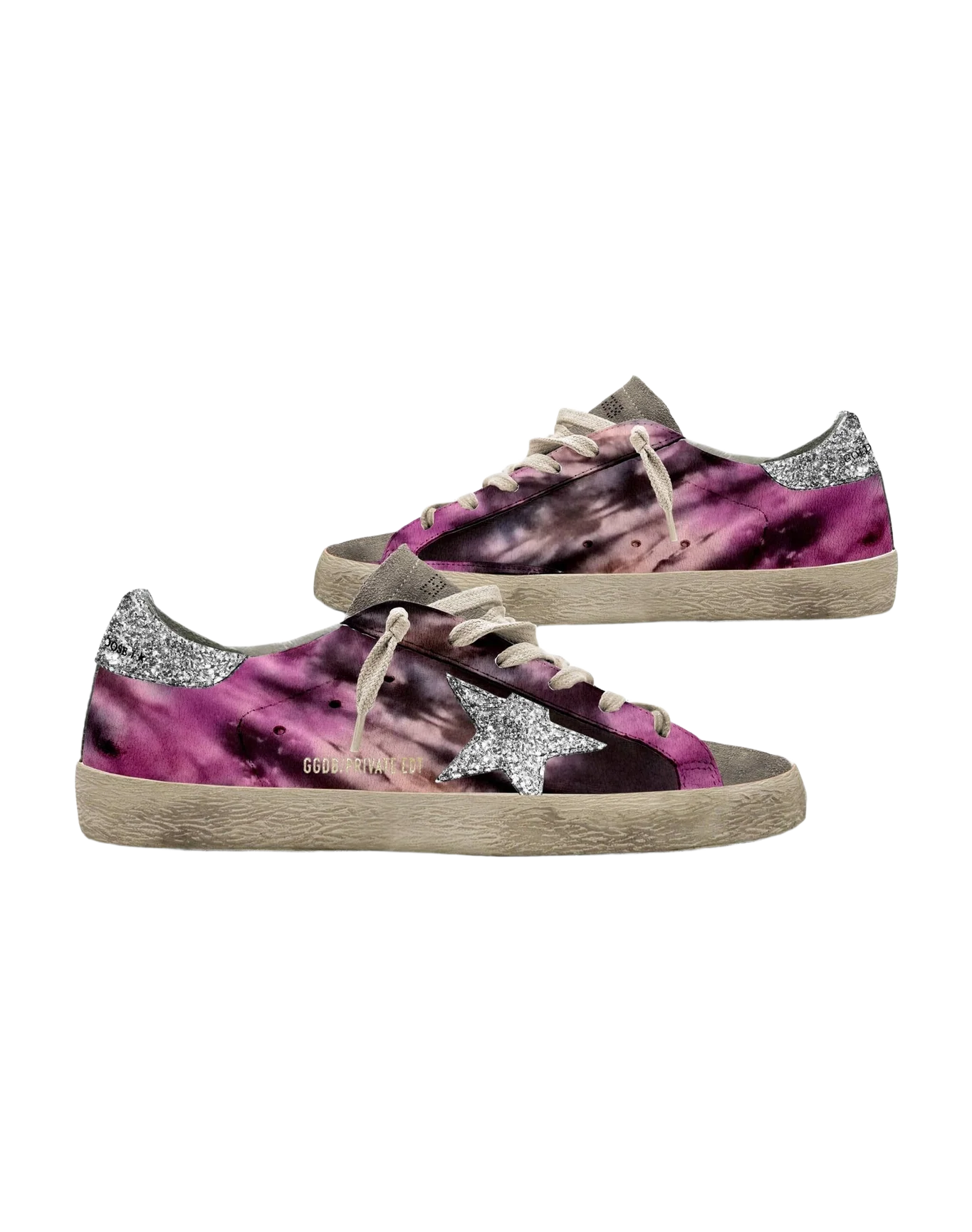Women | Super-Star Private Edt with Glitter Star & Heel Tab | Black Pink Tie Dye x Ice x Silver (V2) - Image 2