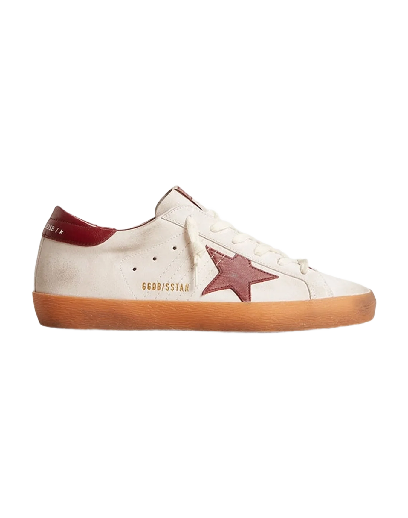 Women | Super-Star Suede with Burgundy Leather Star & Heel Tab | White x Bordeaux (V1) - Image 6