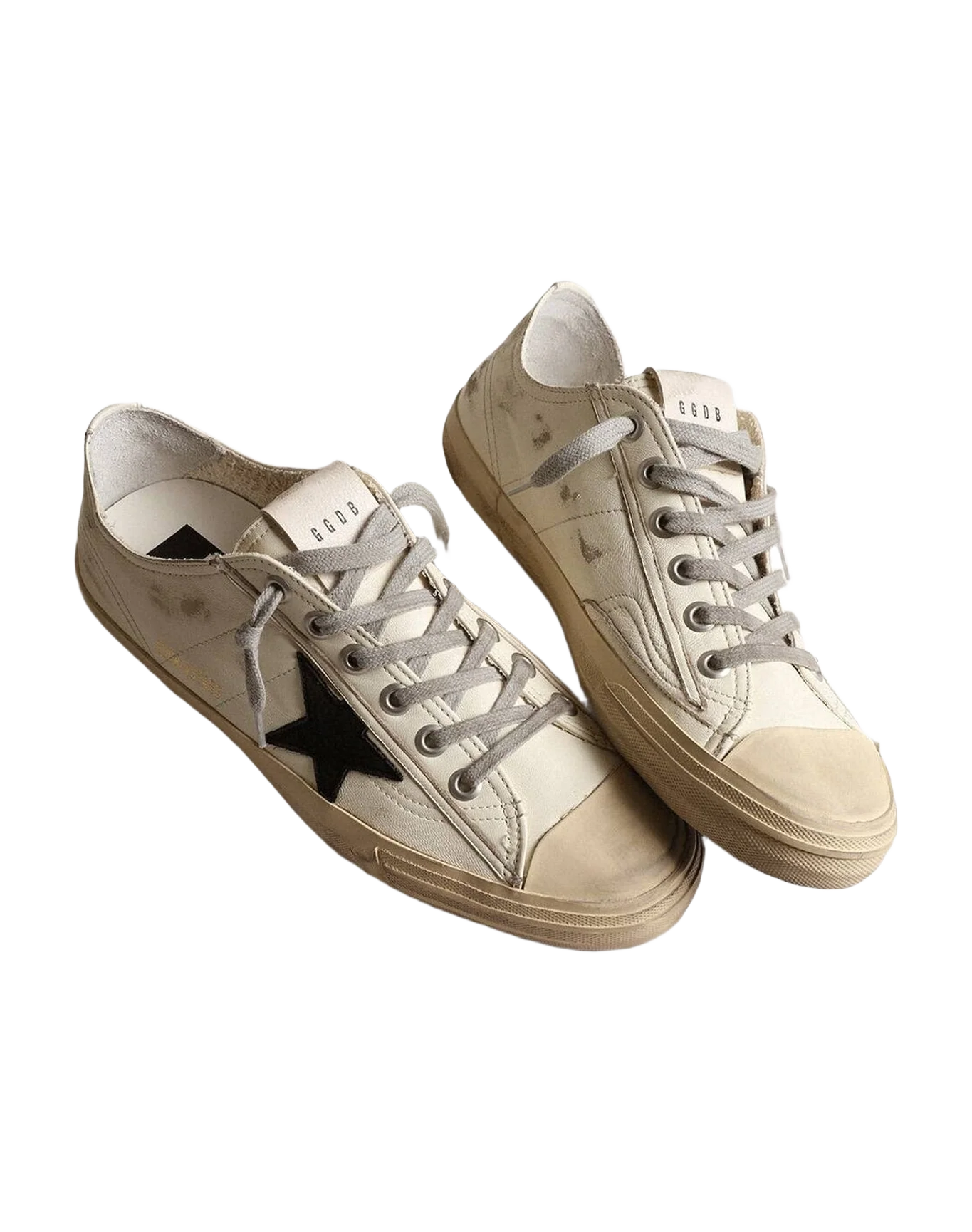 Women | Super-Star with Leather Star | Dirty White x Black (V1) - Image 2