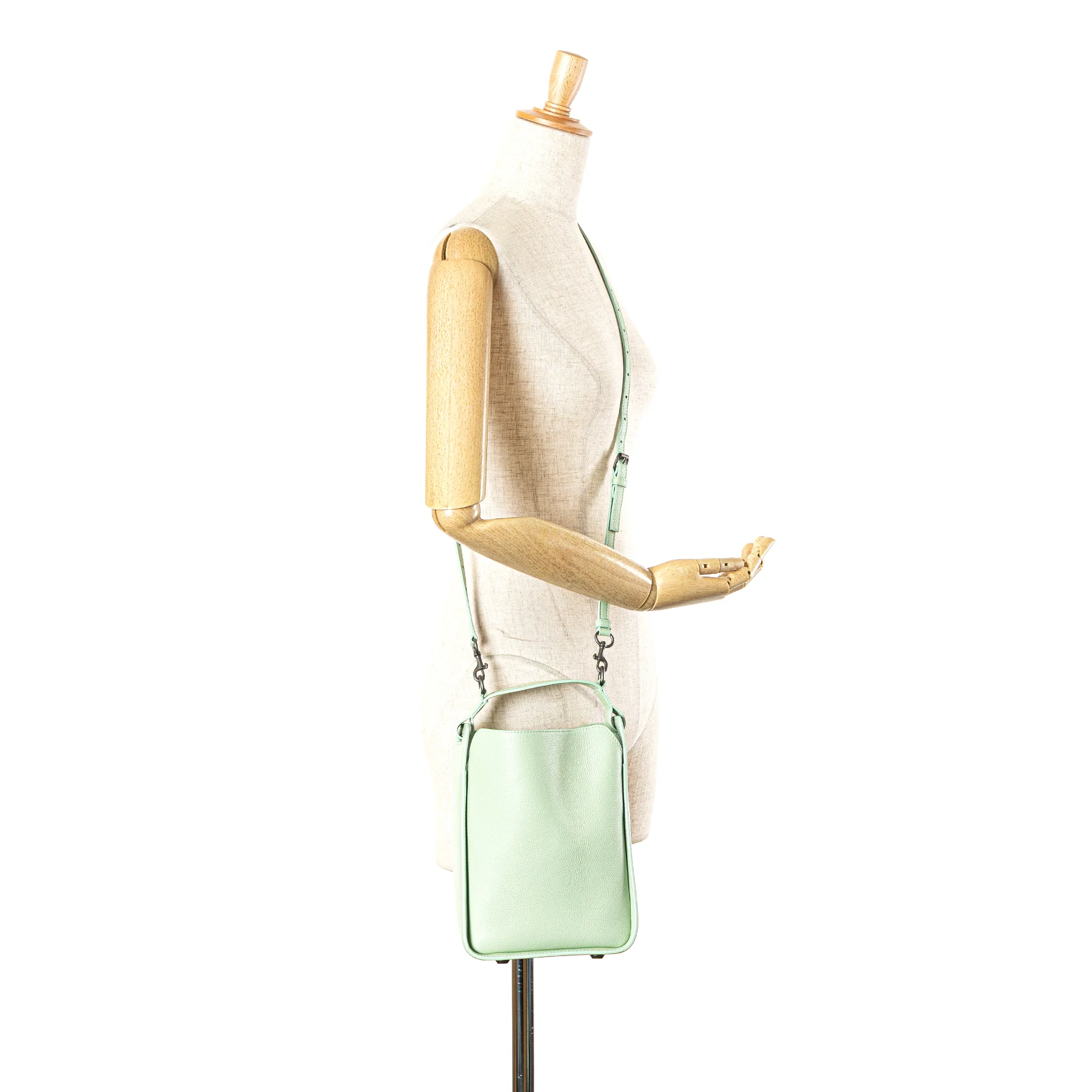 Balenciaga | Pre-Owned Pebbled Calfskin Tool 2.0 North South XS Tote | Green/Light Green - Image 4