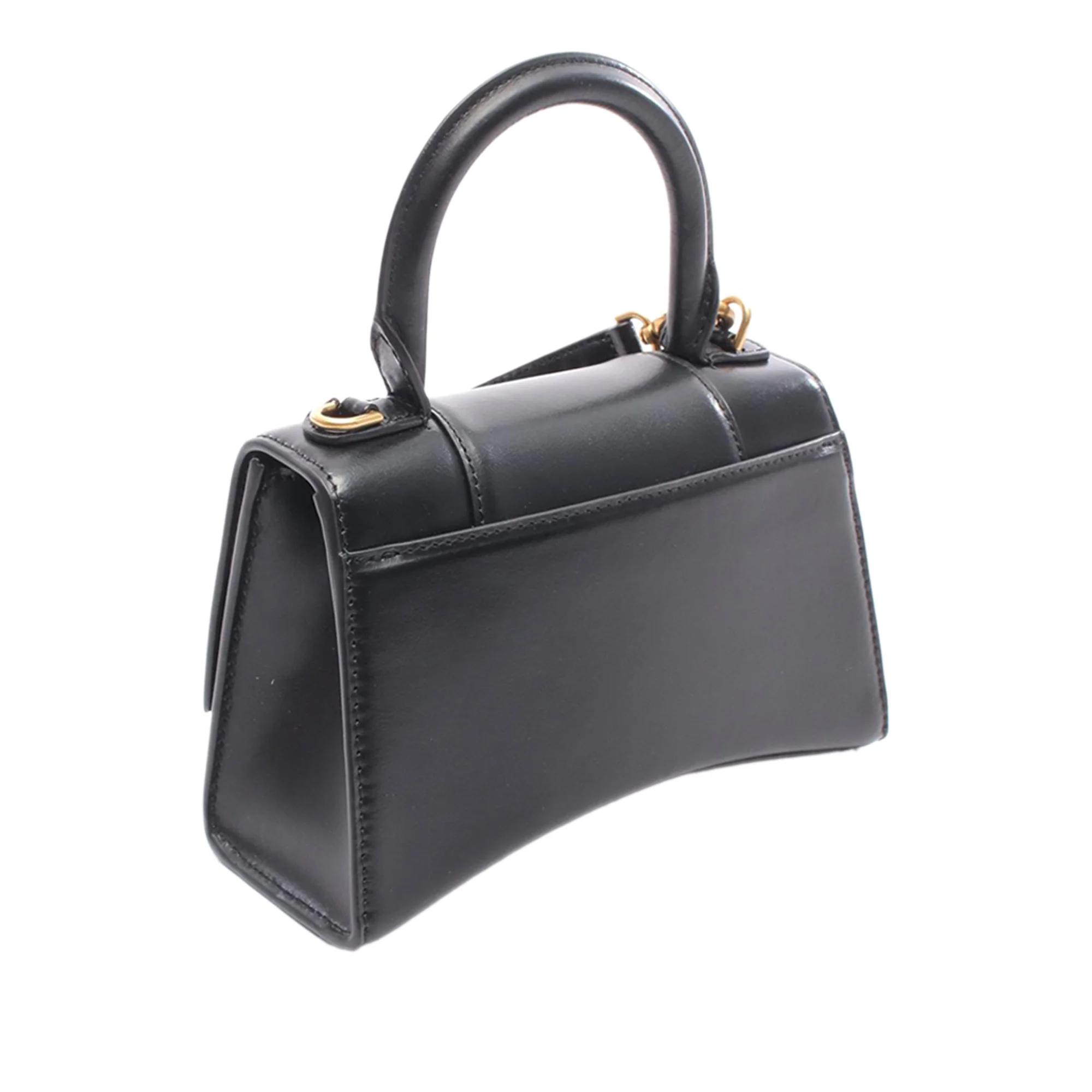 Balenciaga | Pre-Owned XS Shiny Box Calfskin Hourglass Top Handle Bag | Black - Image 2