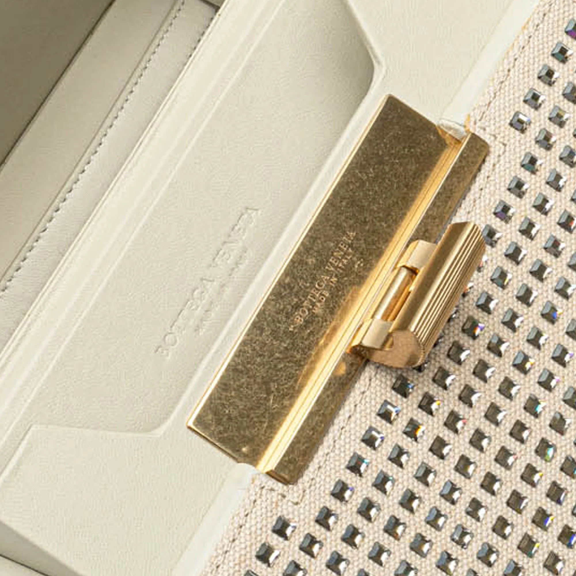 Bottega Veneta | Pre-Owned Crystal Embellished Canvas Daisey Crossbody | Brown/Light Beige - Image 6