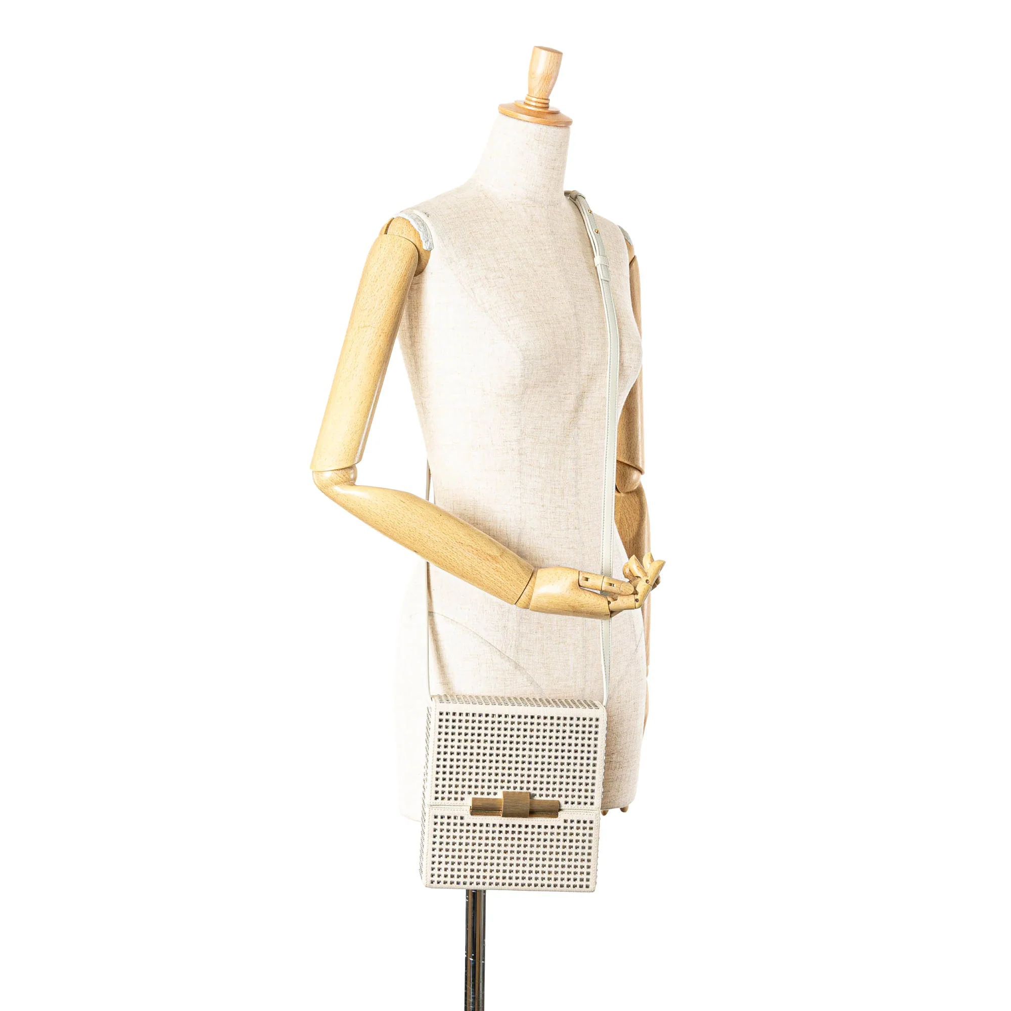 Bottega Veneta | Pre-Owned Crystal Embellished Canvas Daisey Crossbody | Brown/Light Beige - Image 7