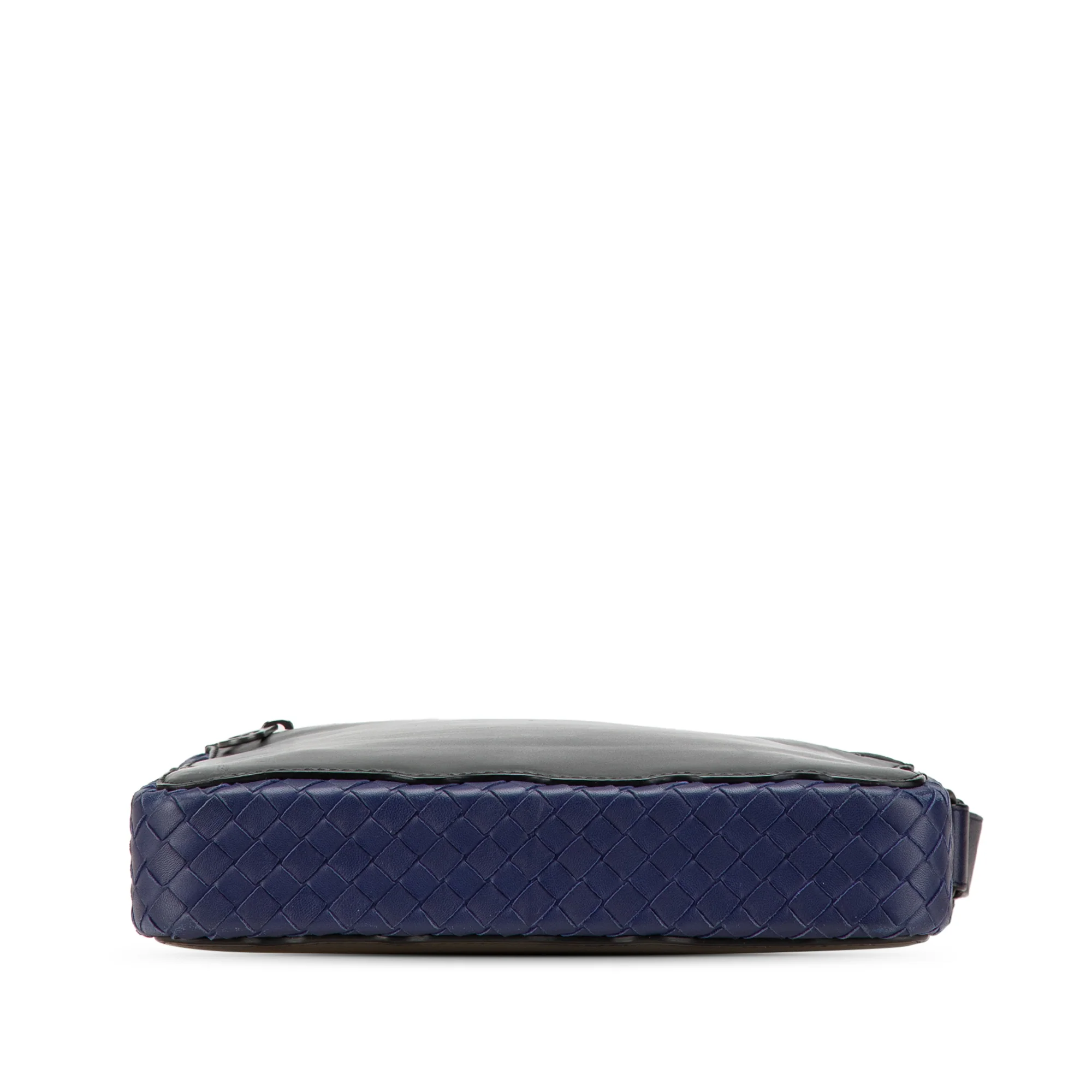 Bottega Veneta | Pre-Owned Intrecciato Trimmed Leather Crossbody | Black/Blue - Image 6