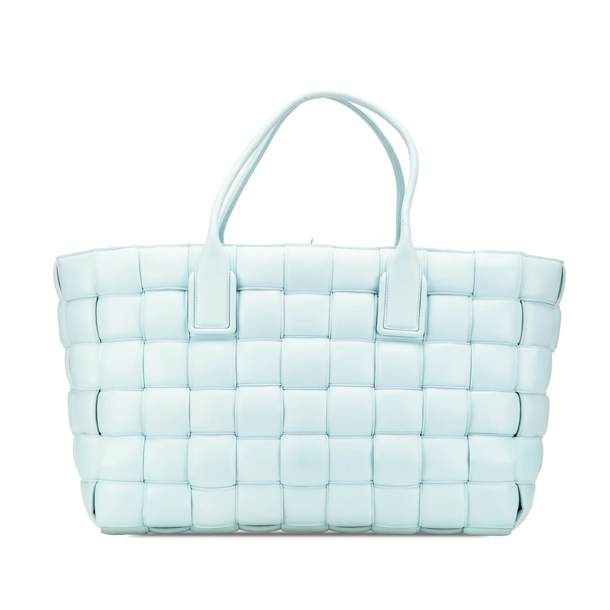 Bottega Veneta | Pre-Owned Large Lambskin Intreccio Padded Tote | Blue/Light Blue