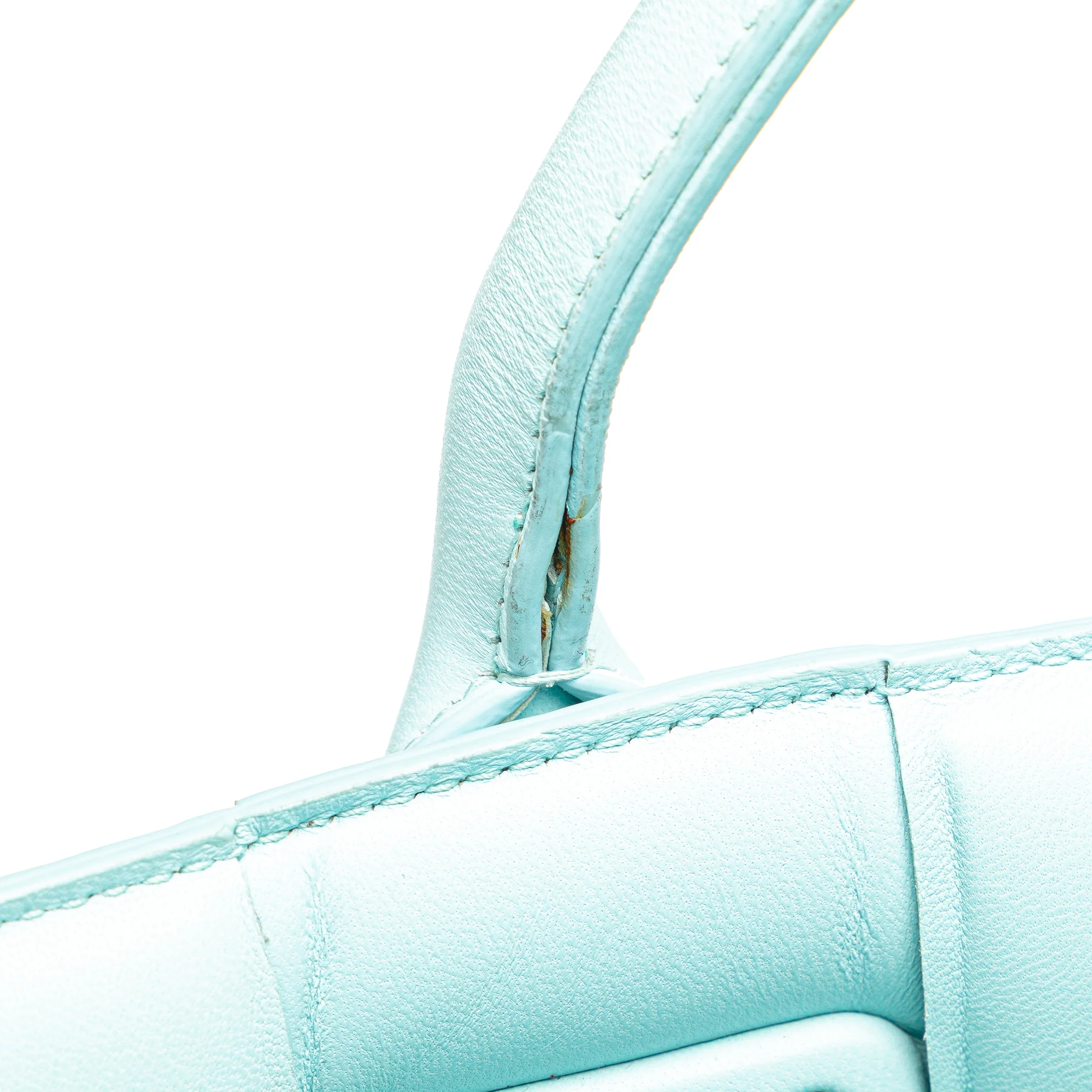 Bottega Veneta | Pre-Owned Large Lambskin Intreccio Padded Tote | Blue/Light Blue - Image 2