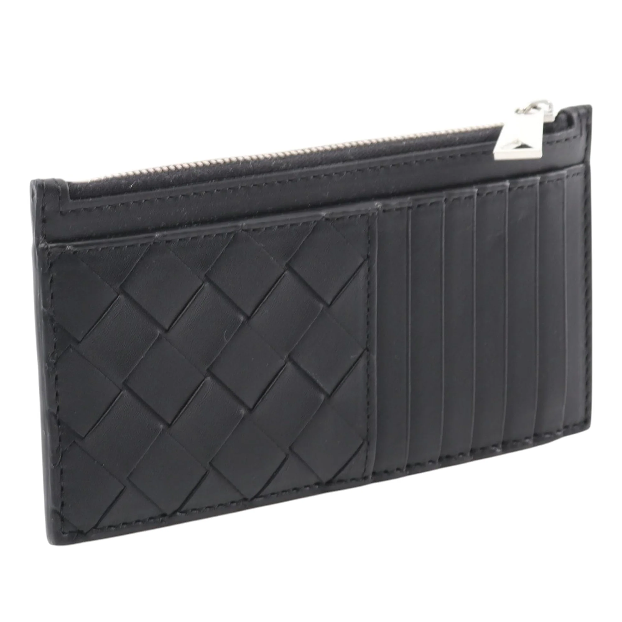 Bottega Veneta | Pre-Owned Leather Intrecciato Coin Pouch | Black - Image 2