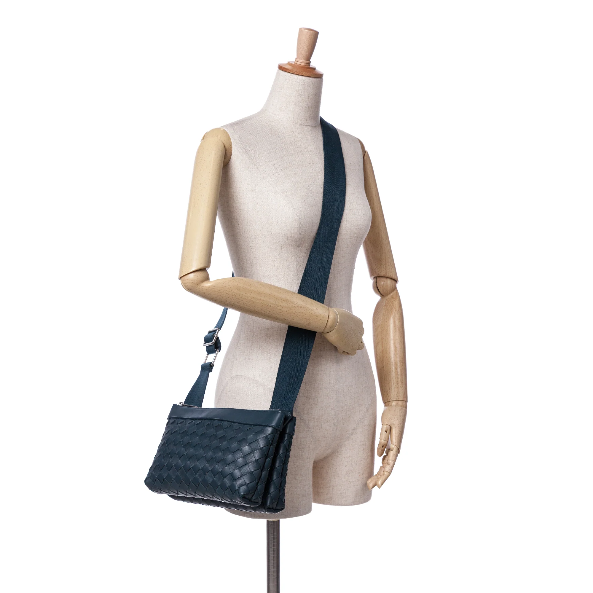Bottega Veneta | Pre-Owned Leather Intrecciato Duo Crossbody | Blue - Image 4