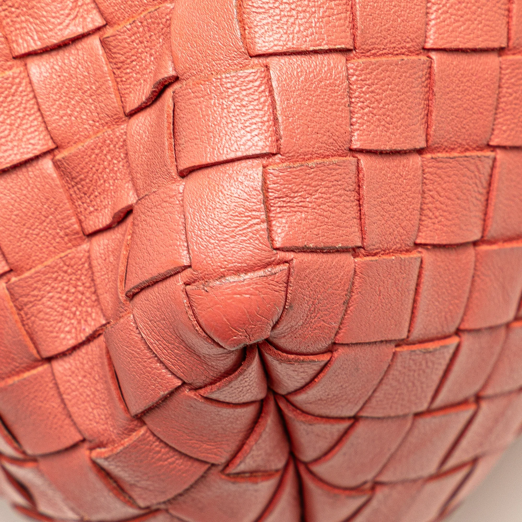 Bottega Veneta | Pre-Owned Leather Intrecciato Flap Satchel | Orange/Peach - Image 2