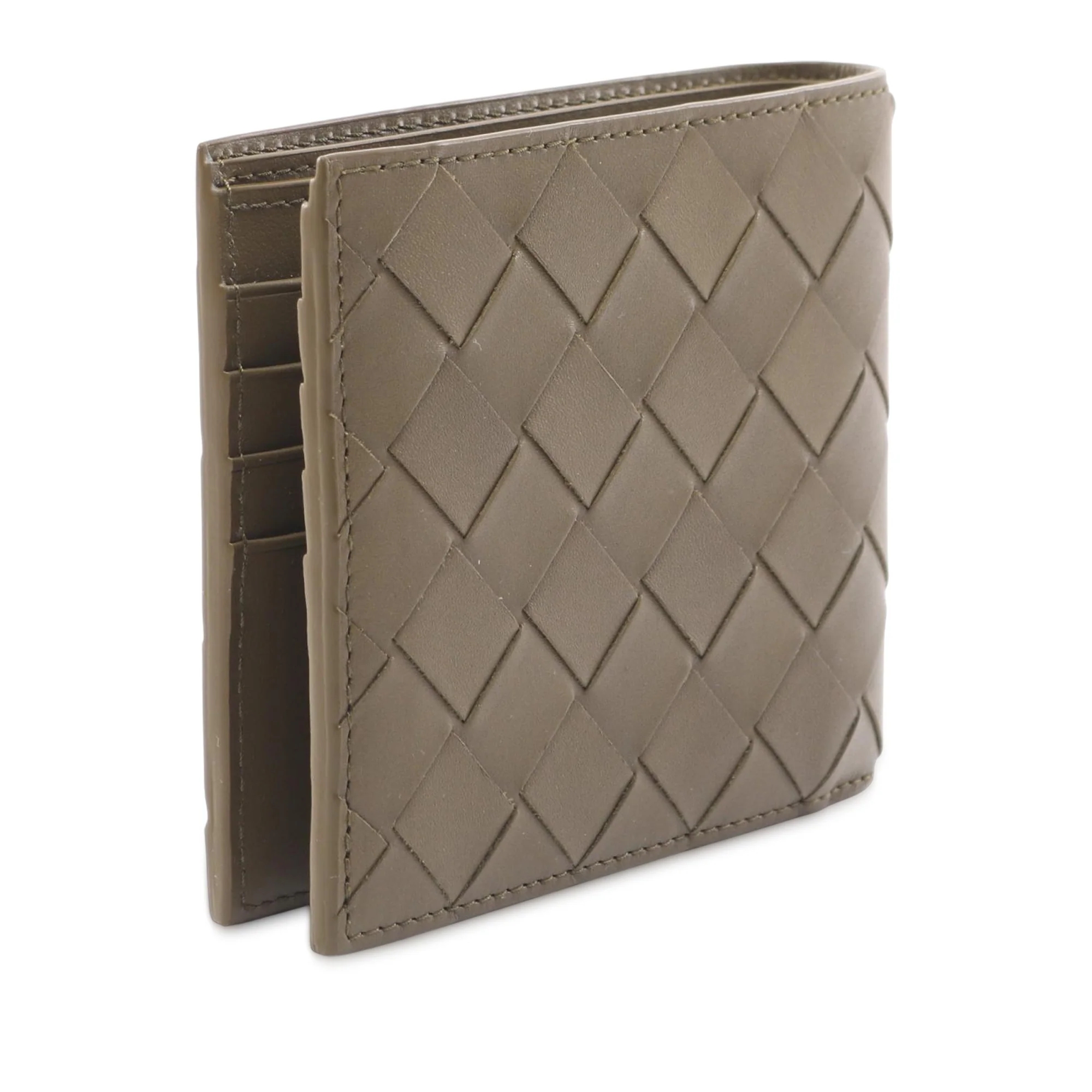 Bottega Veneta | Pre-Owned Leather Intrecciato Wallet - I | Brown/Khaki - Image 2