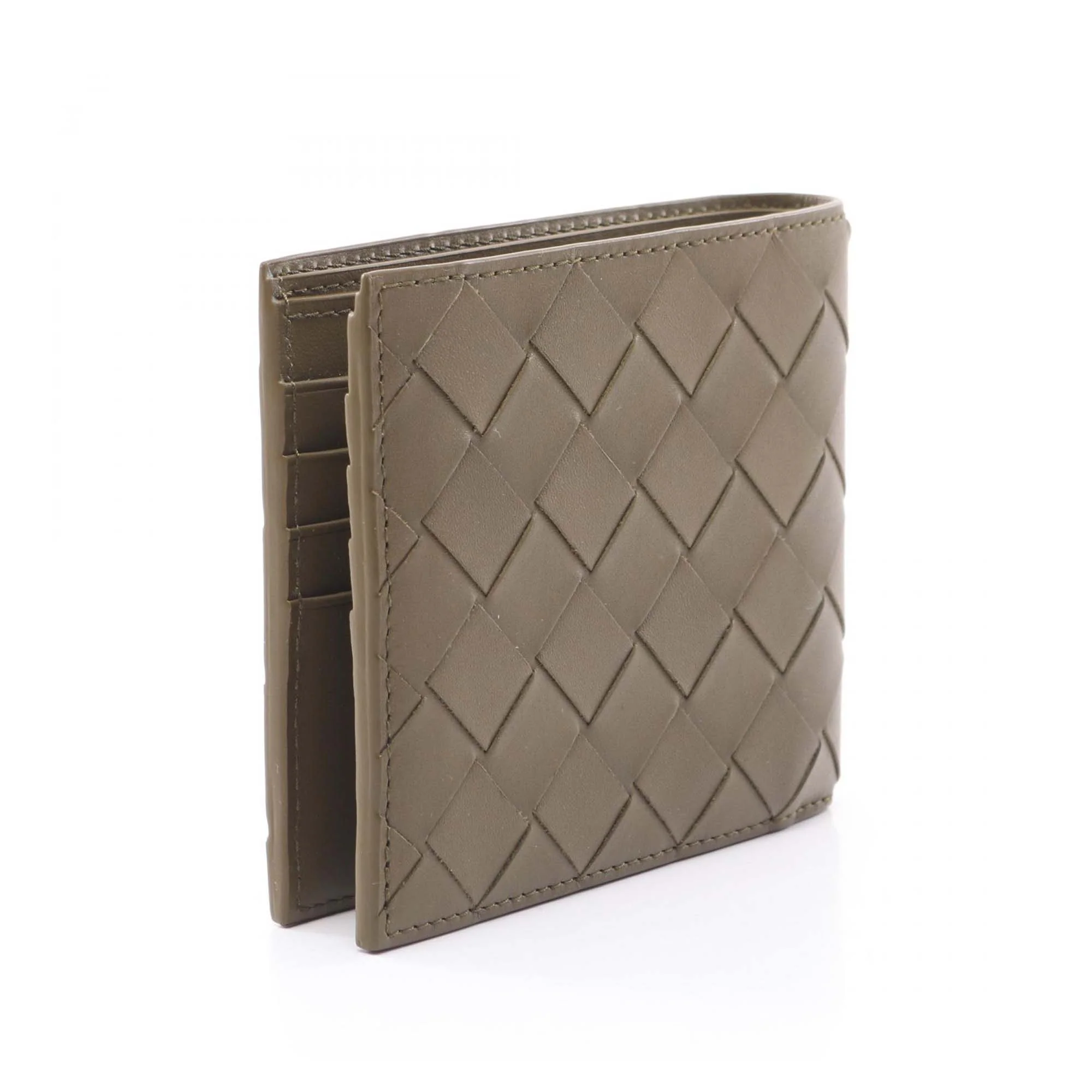 Bottega Veneta | Pre-Owned Leather Intrecciato Wallet - II | Brown/Khaki - Image 2