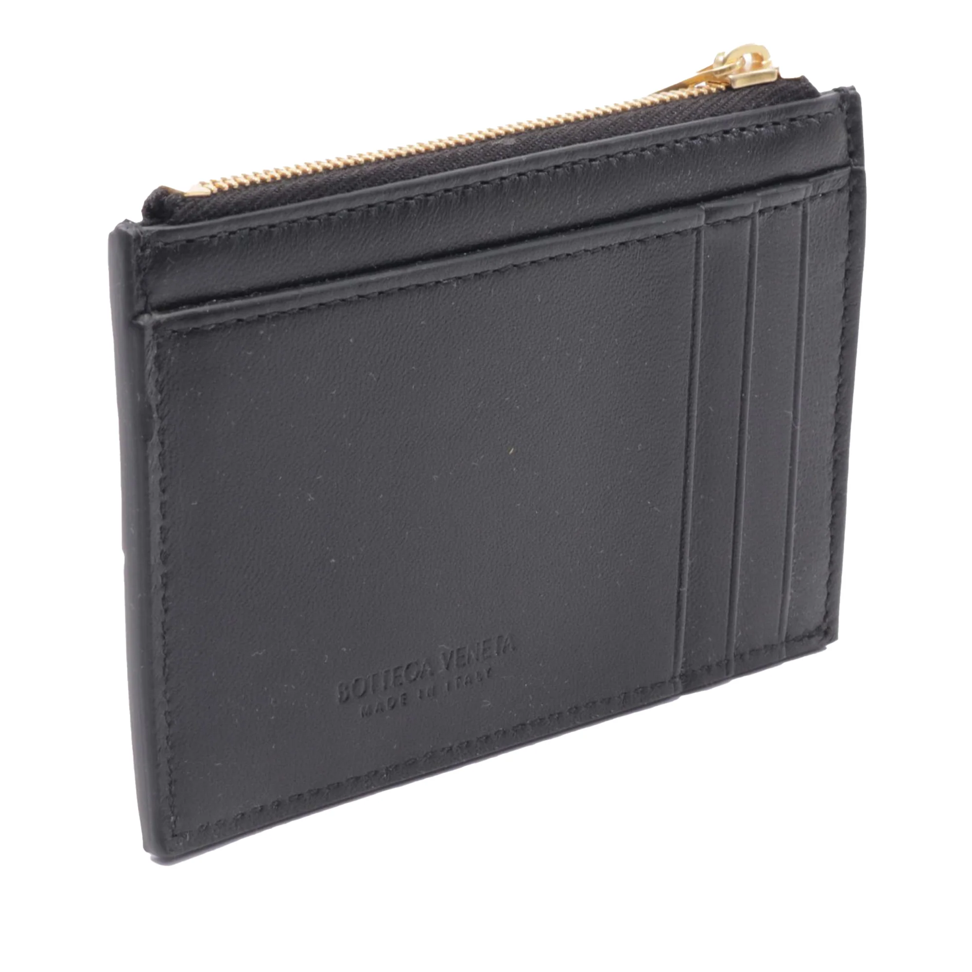 Bottega Veneta | Pre-Owned Leather Maxi Intrecciato Cassette Zip Coin Pouch | Black - Image 2