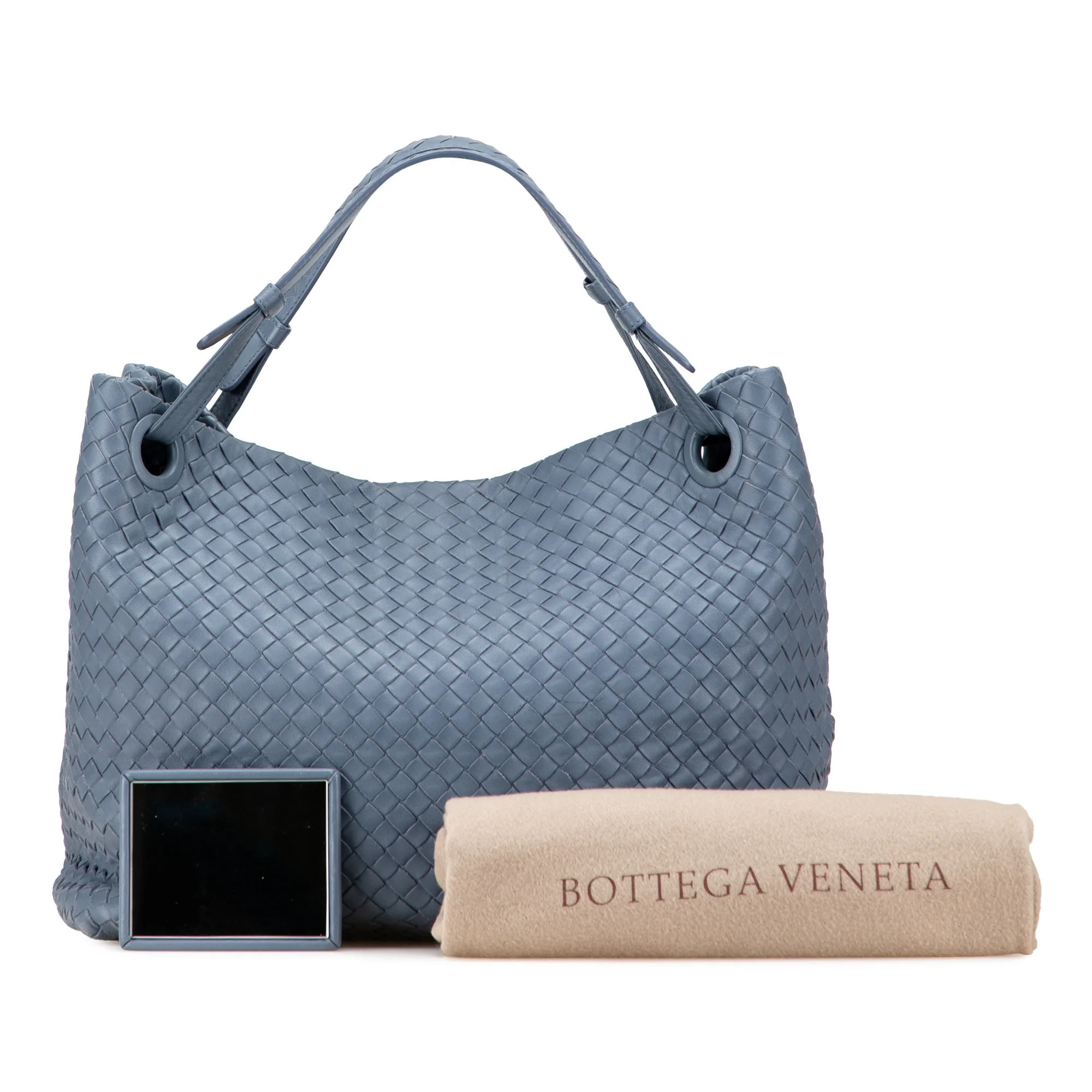 Bottega Veneta | Pre-Owned Medium Nappa Intrecciato Garda Tote | Blue/Light Blue - Image 3