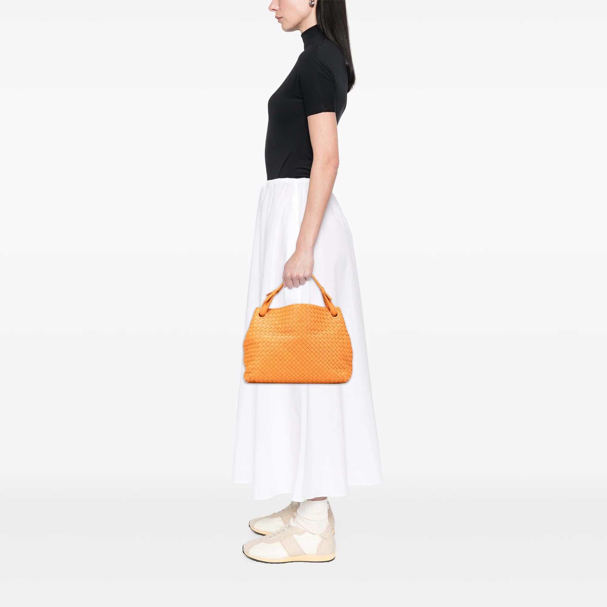 Bottega Veneta | Pre-Owned Medium Nappa Intrecciato Garda Tote | Orange/Light Orange - Image 3