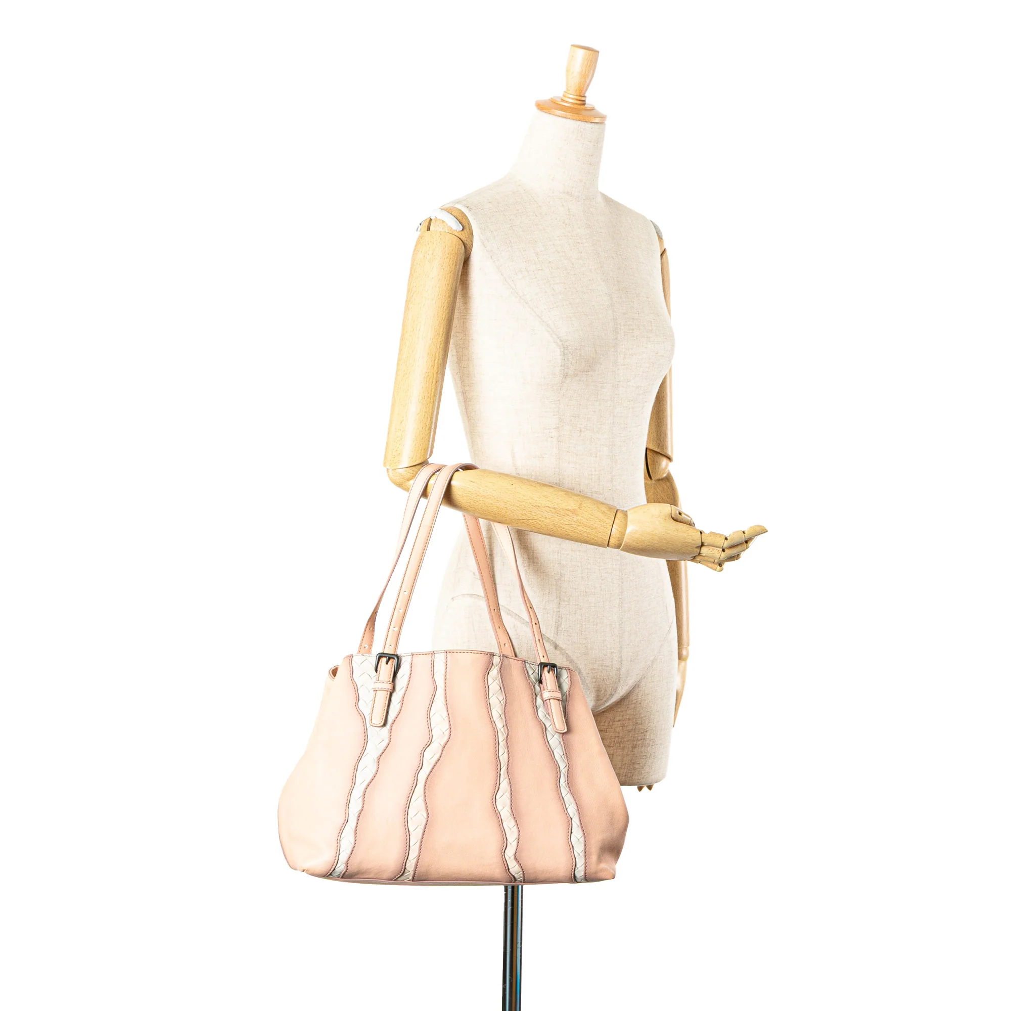 Bottega Veneta | Pre-Owned Medium Nappa Intrecciato Glimmer Tote | Pink - Image 3